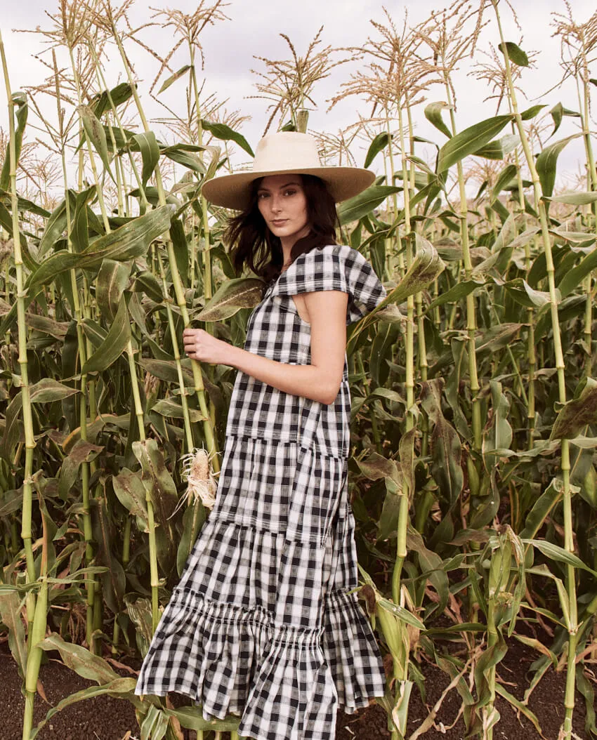 The Great - The Nightingale Dress in Navy Heart Check