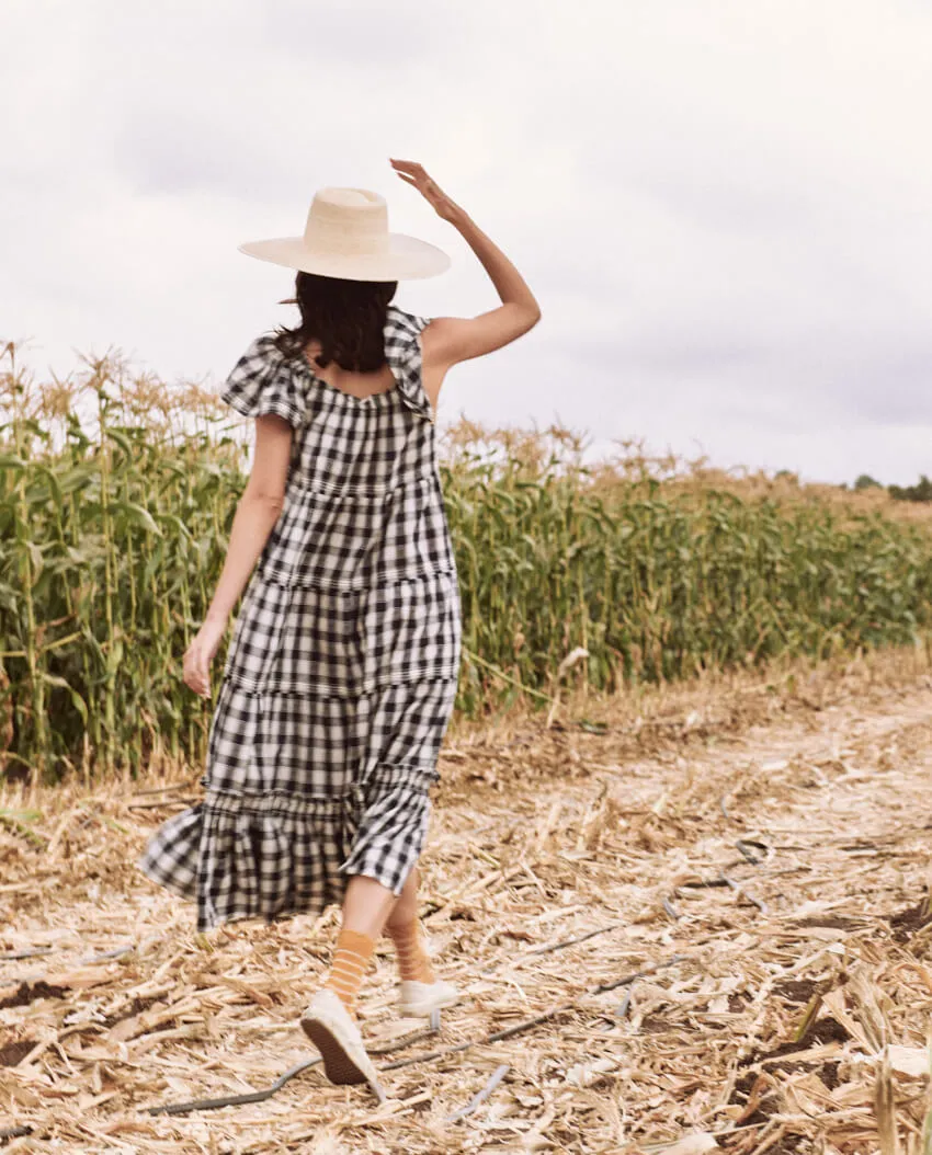 The Great - The Nightingale Dress in Navy Heart Check