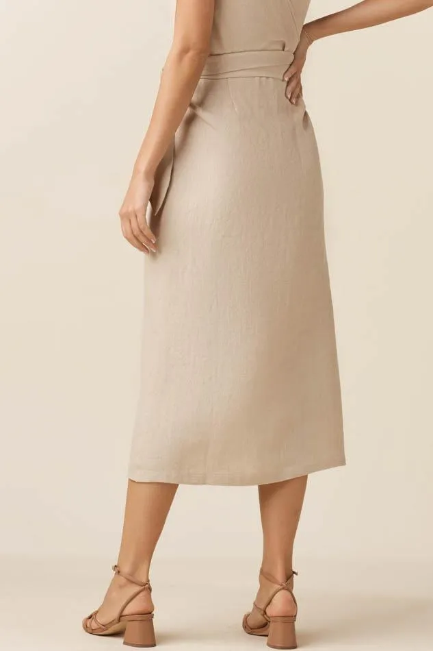 The Linen Wrap Midi Skirt