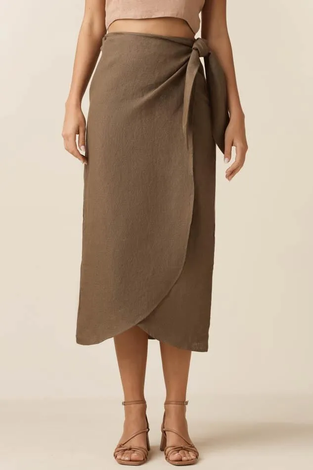 The Linen Wrap Midi Skirt