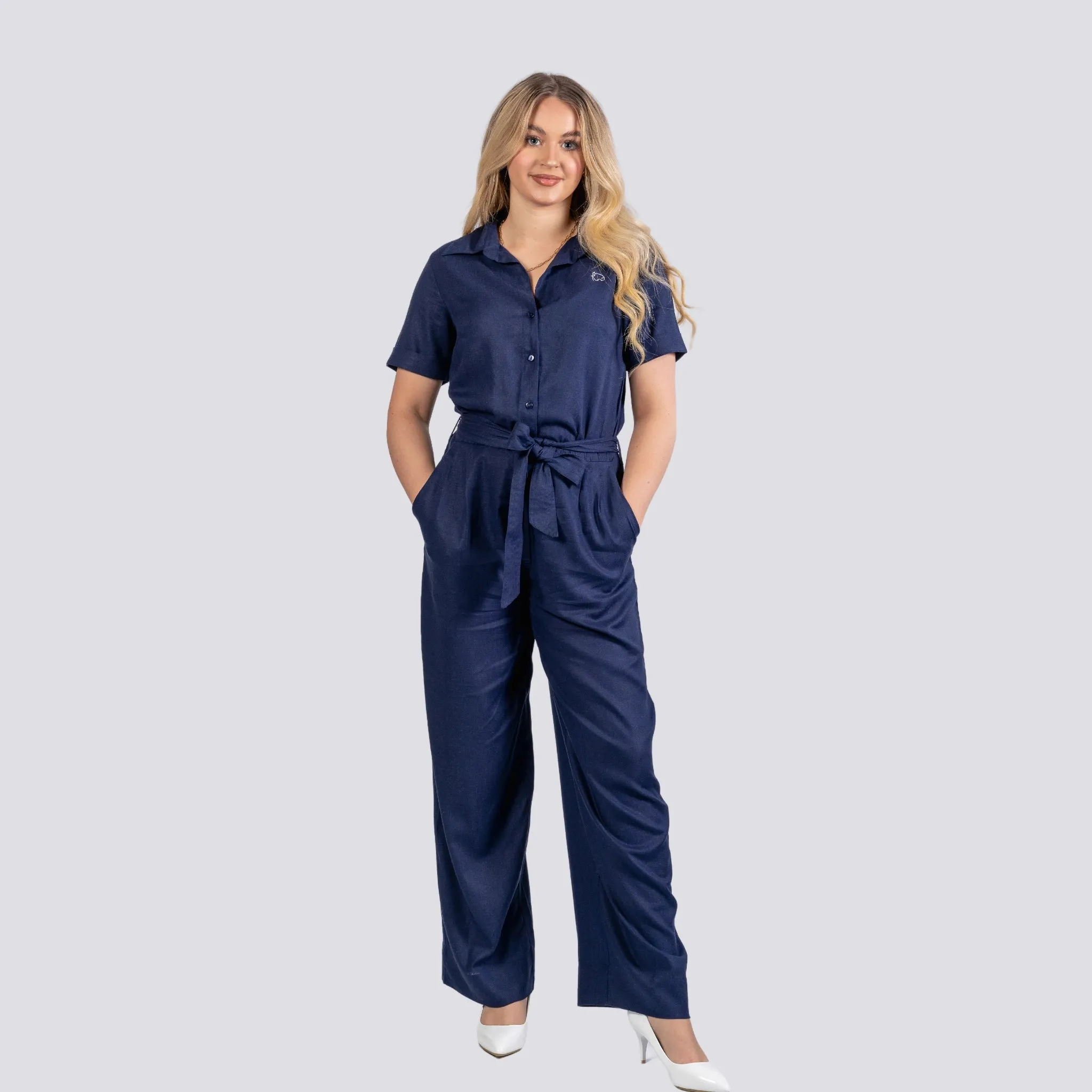 Timeless Tranquility: Eco-Friendly Midnight Jumpsuit for Women