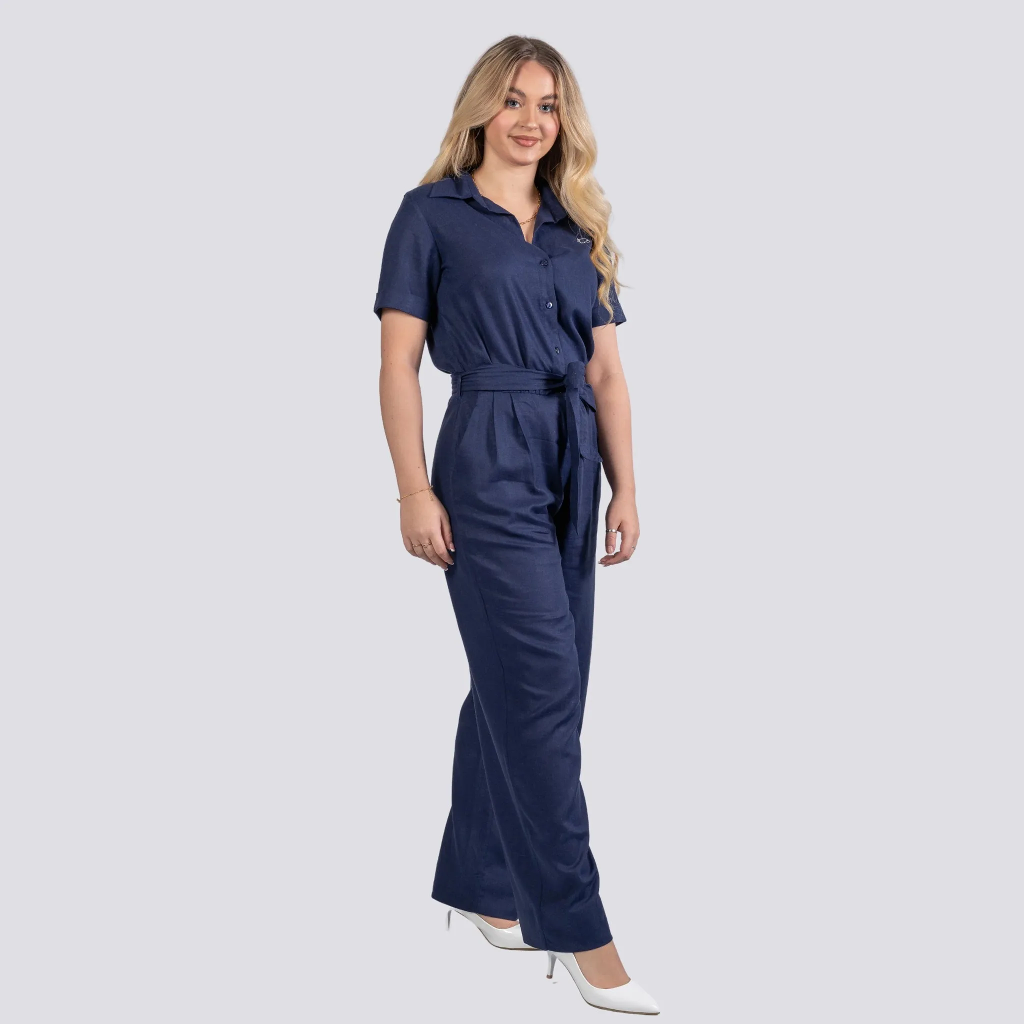 Timeless Tranquility: Eco-Friendly Midnight Jumpsuit for Women