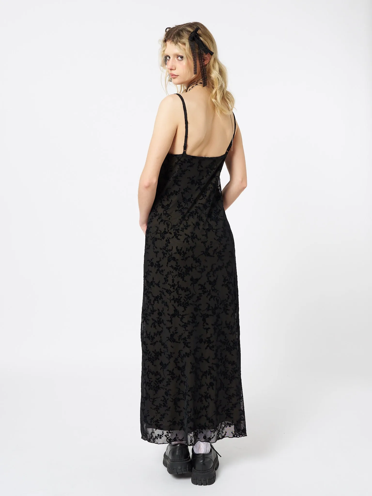 Titania Black Mesh Maxi Dress