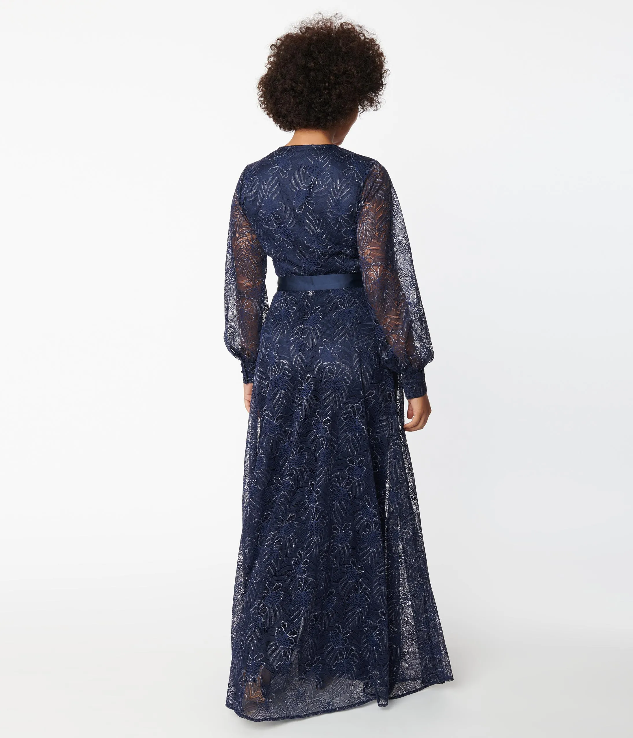 Unique Vintage Navy Sparkle Lace Jumpsuit & Skirt Overlay