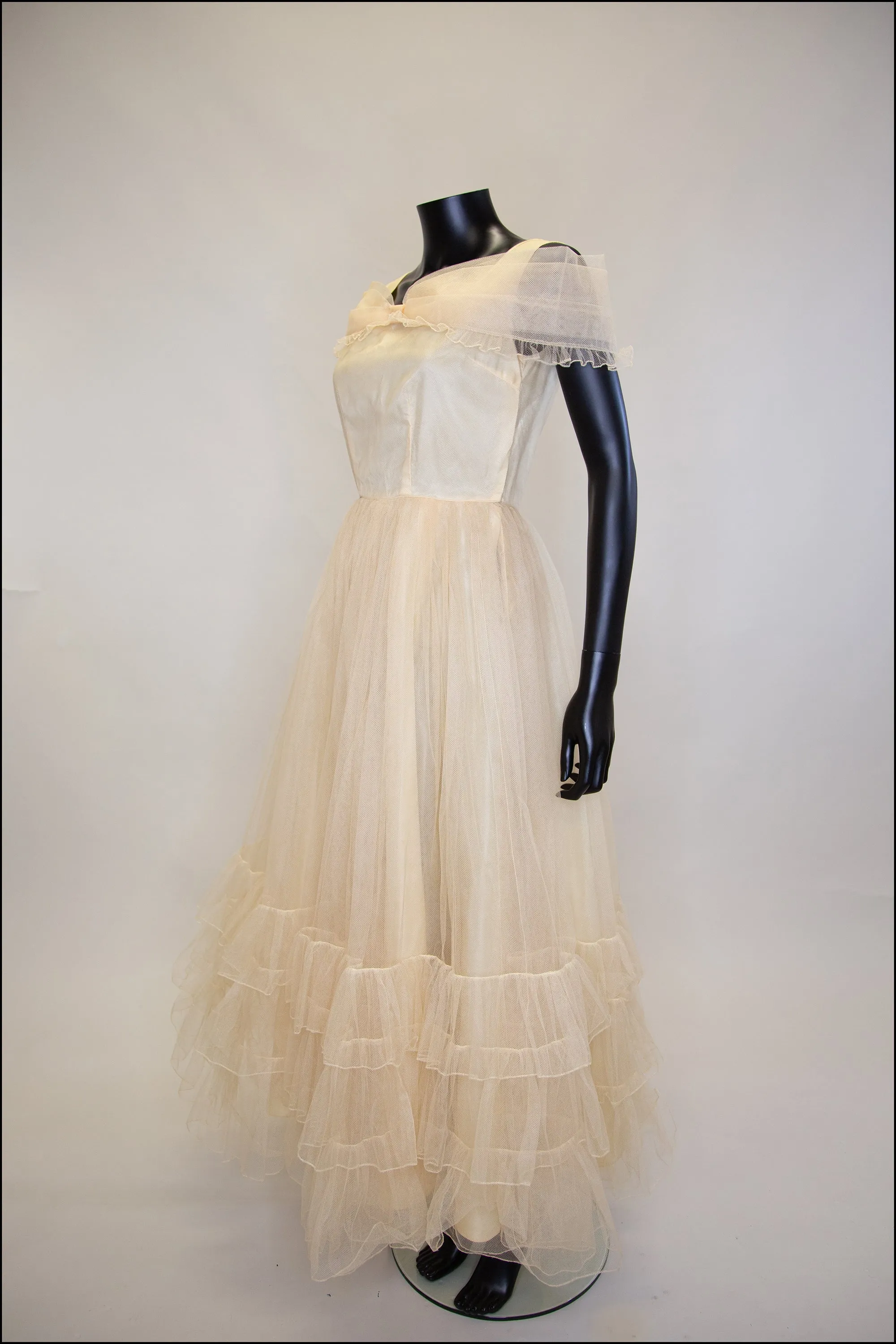 Vintage 1930s Champagne Tulle Gown