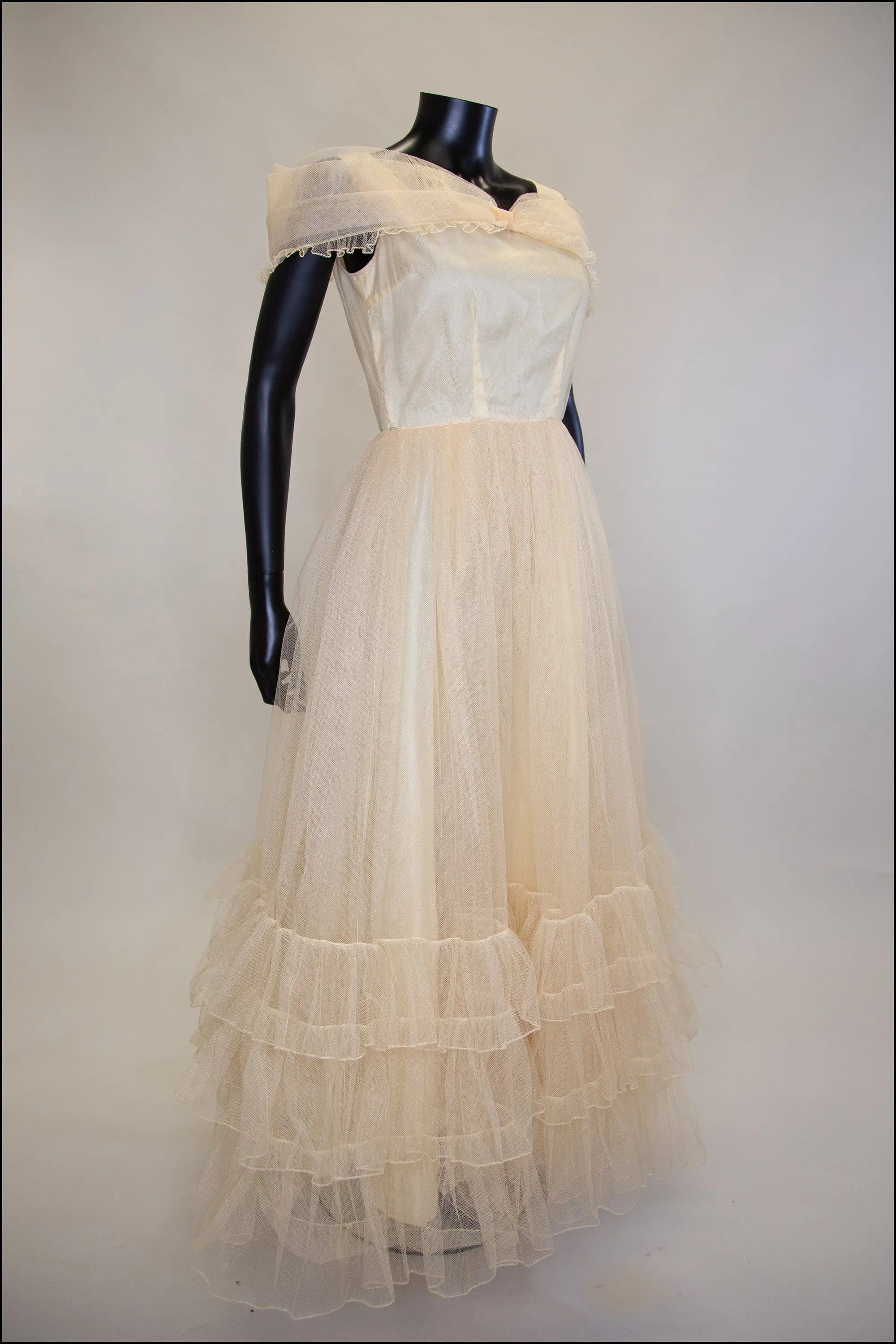 Vintage 1930s Champagne Tulle Gown