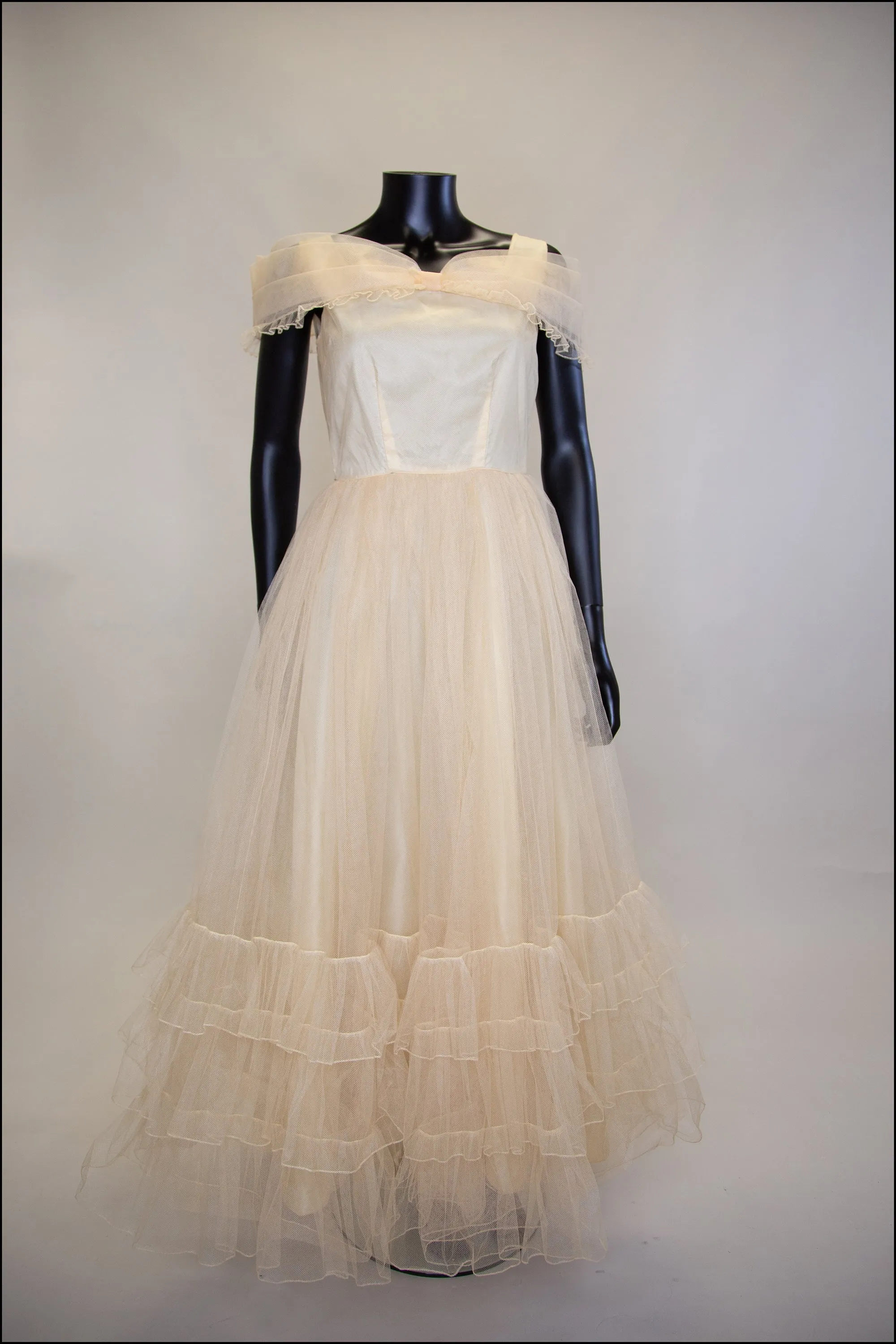 Vintage 1930s Champagne Tulle Gown