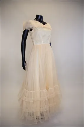 Vintage 1930s Champagne Tulle Gown