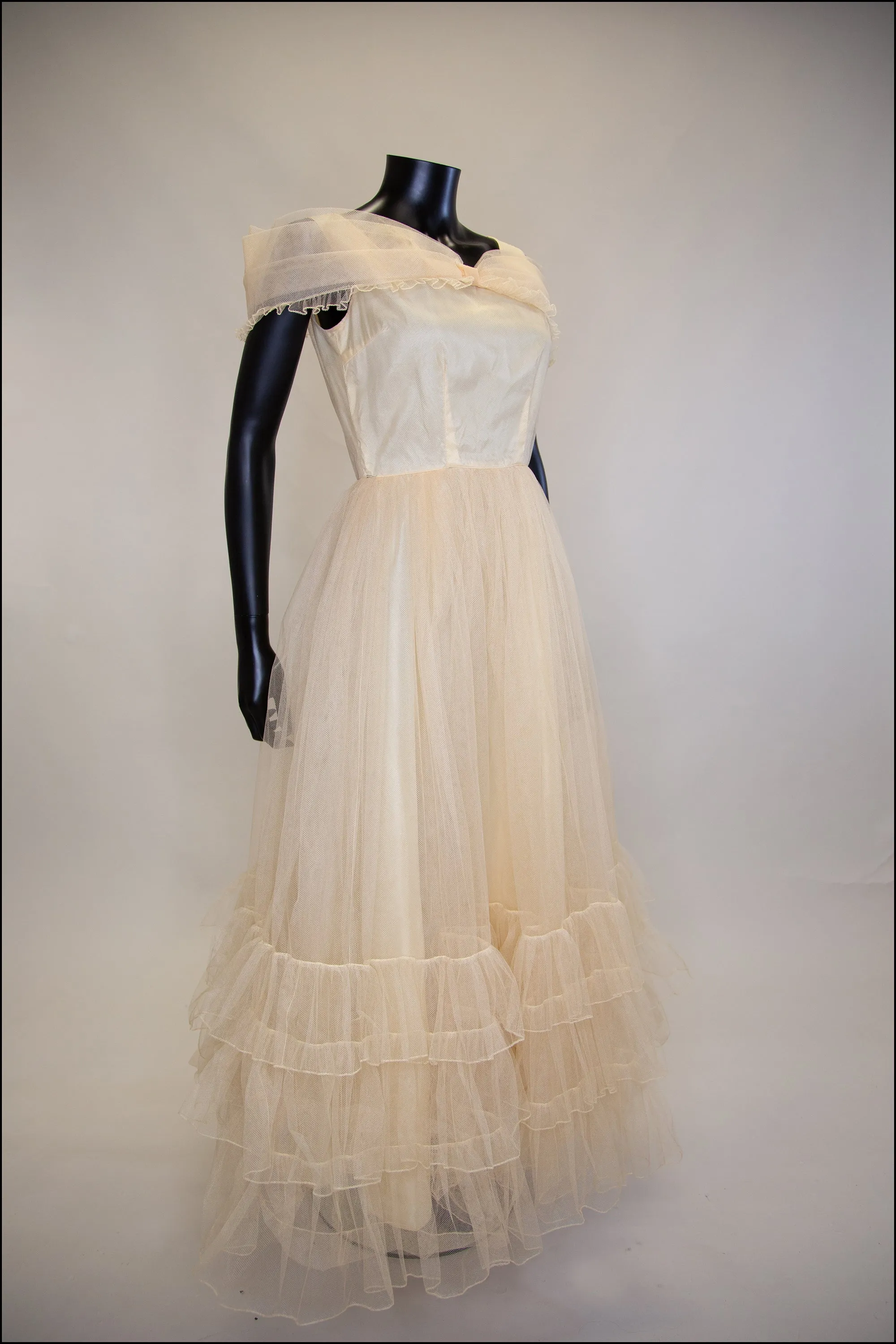 Vintage 1930s Champagne Tulle Gown