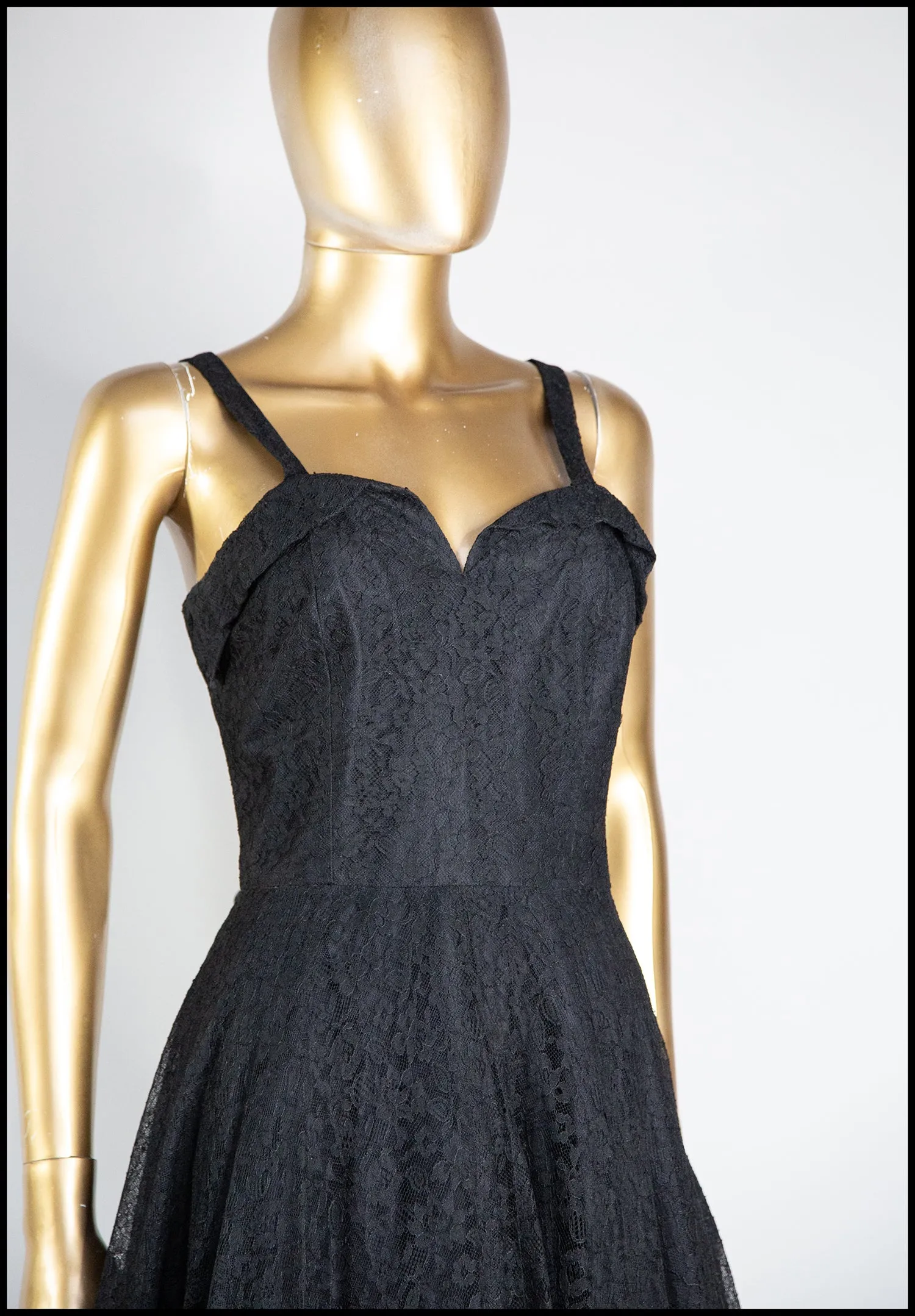 Vintage 1940s Black Lace Gown