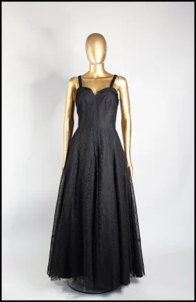 Vintage 1940s Black Lace Gown