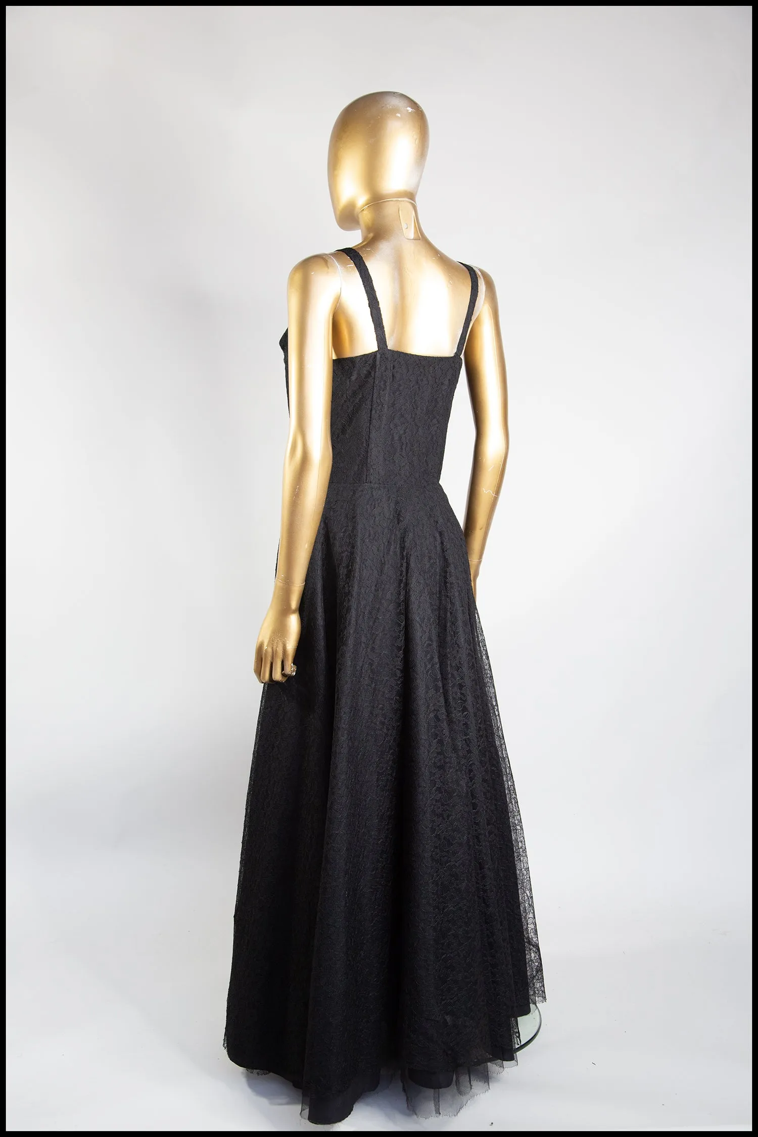 Vintage 1940s Black Lace Gown