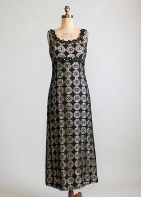 Vintage 1960s Black Lace Maxi Dress