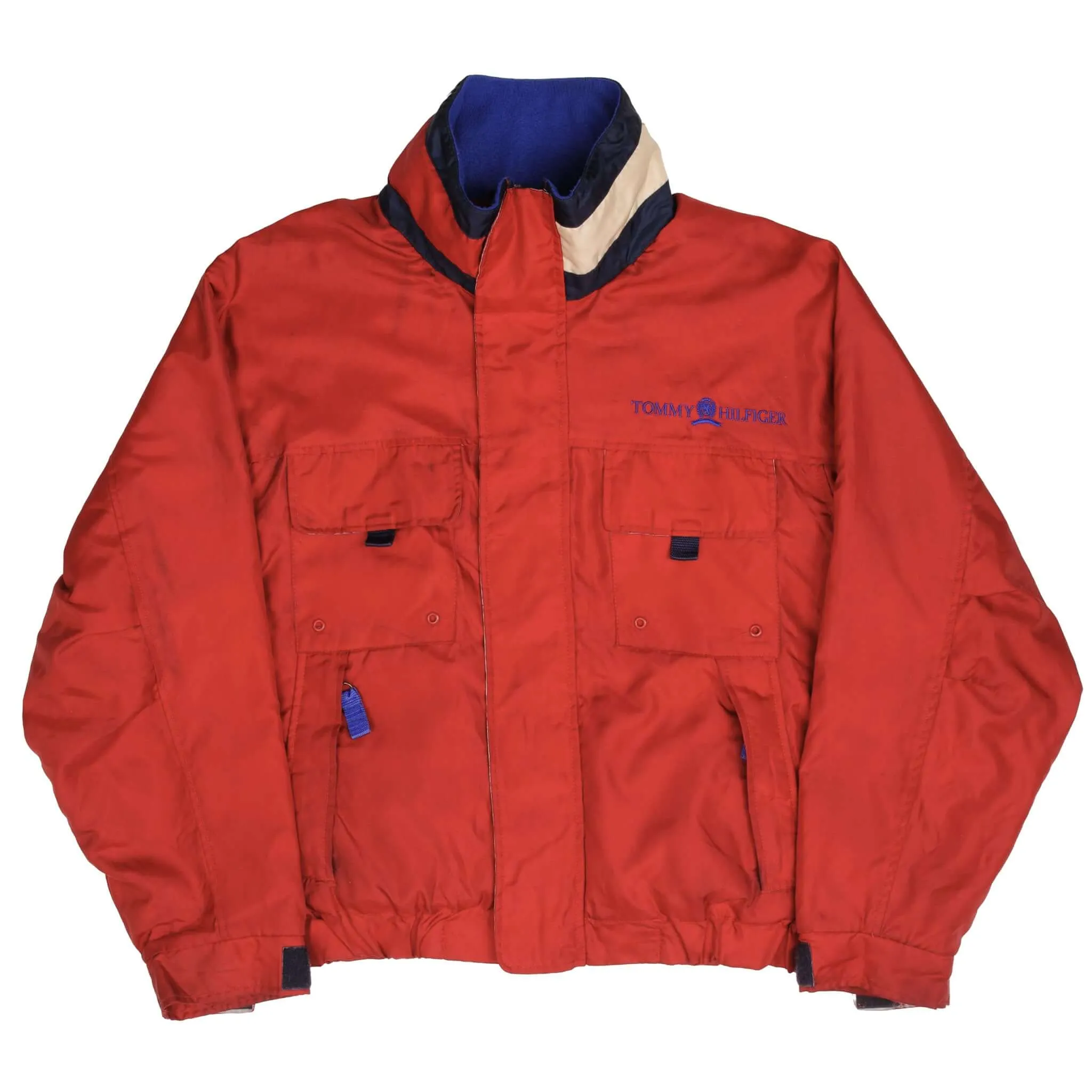 VINTAGE TOMMY HILFIGER RED RAIN JACKET 1990S SIZE LARGE