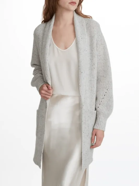 White   Warren - Blouson Sleeve Luxe Coatigan Polar Grey Nep