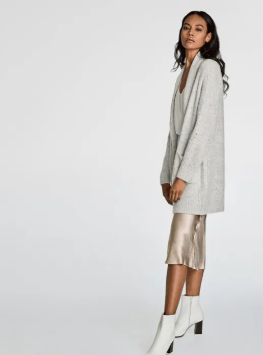 White   Warren - Blouson Sleeve Luxe Coatigan Polar Grey Nep