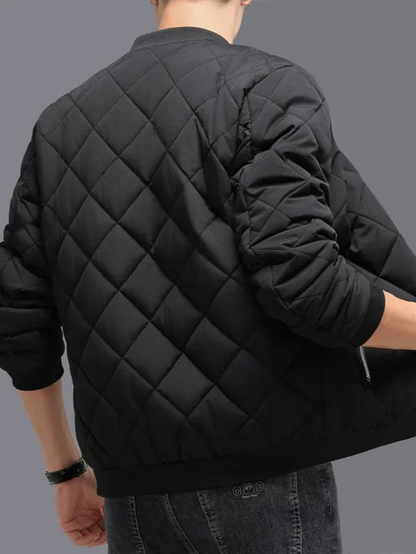 Winter Warm Thickened Baseball Jacket Casual Solid Color Outwear Clothing For Men