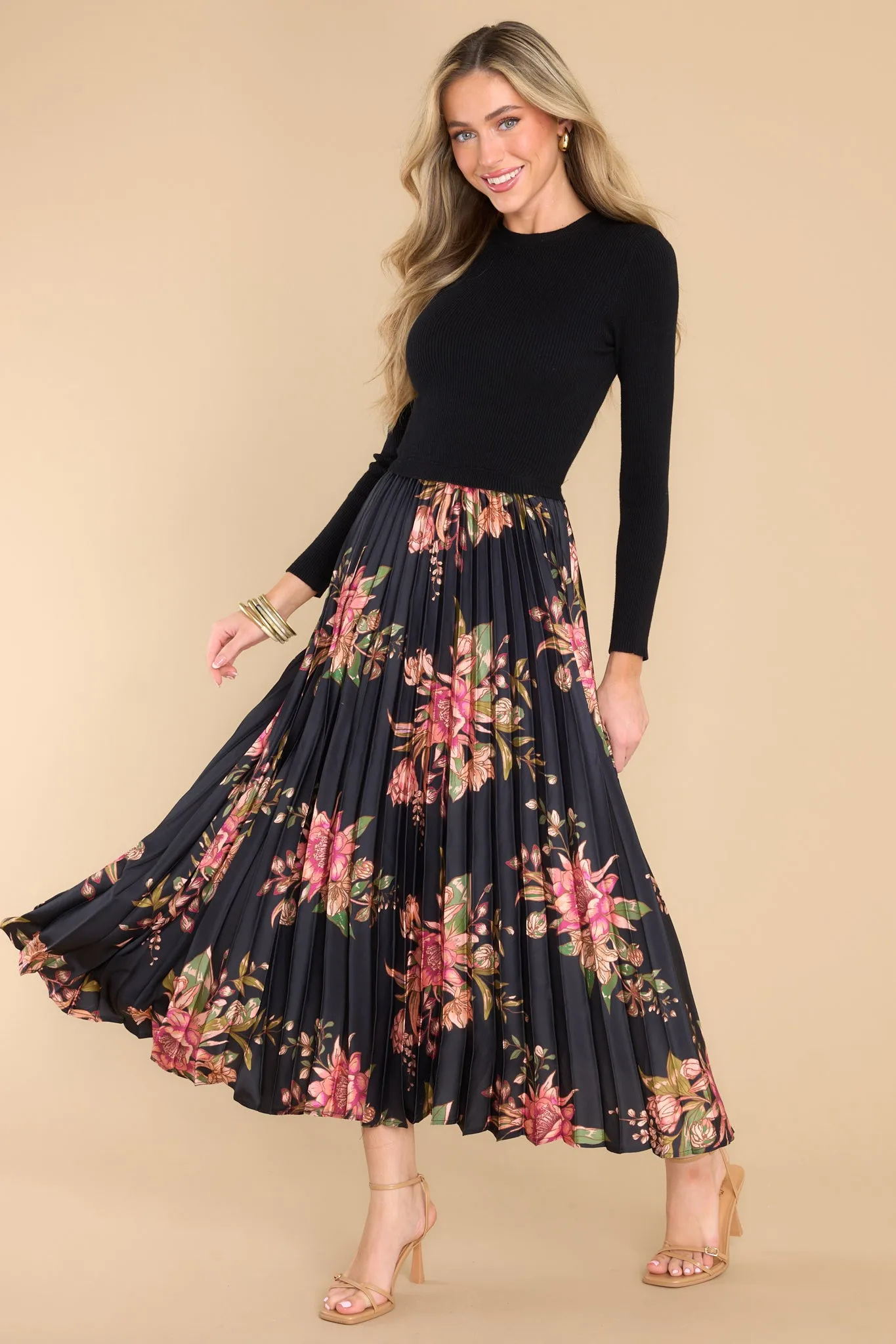 With Certainty Black Floral Maxi Dress