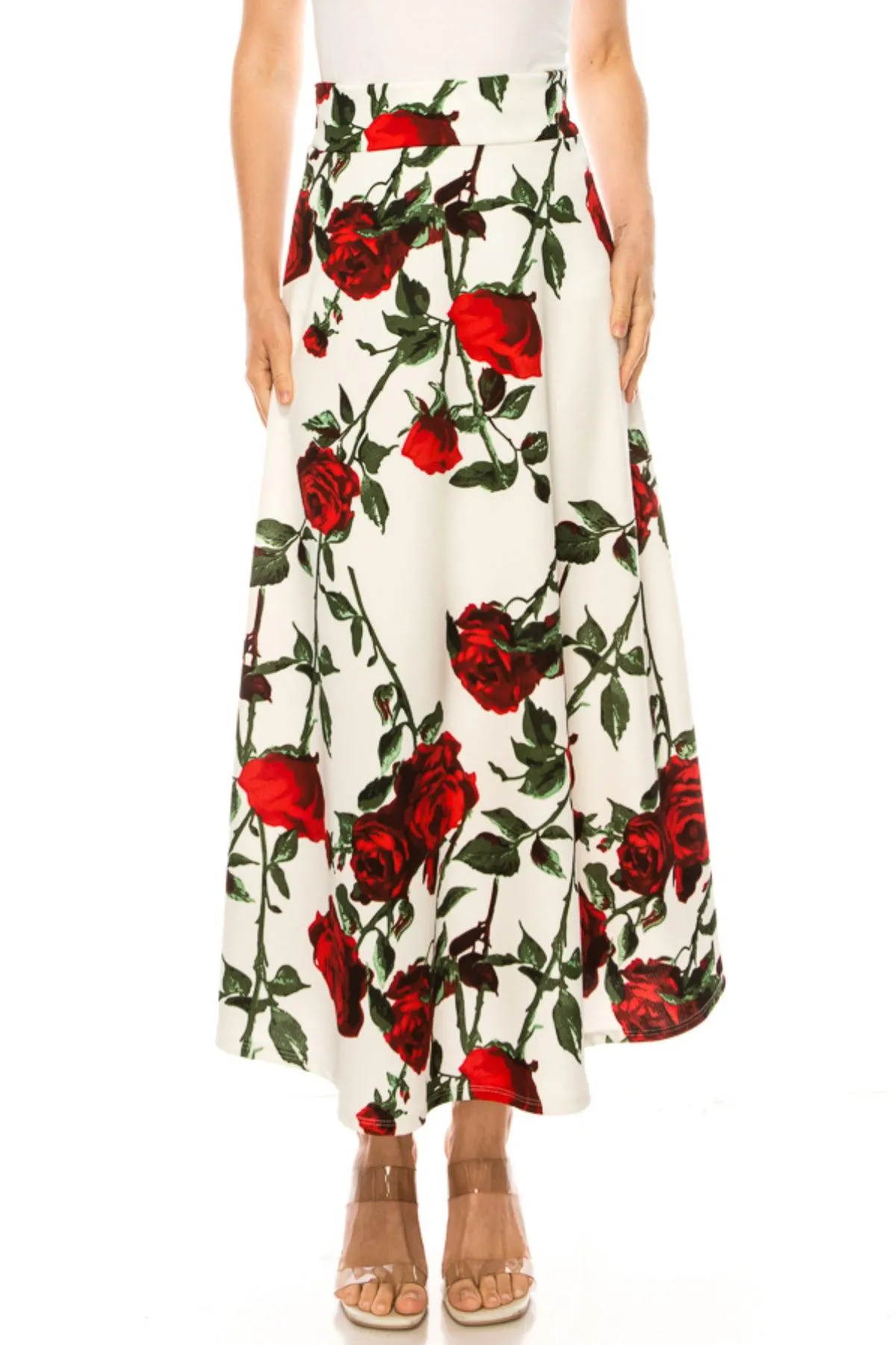 Women's Casual Floral Print A-Line Long Skirt