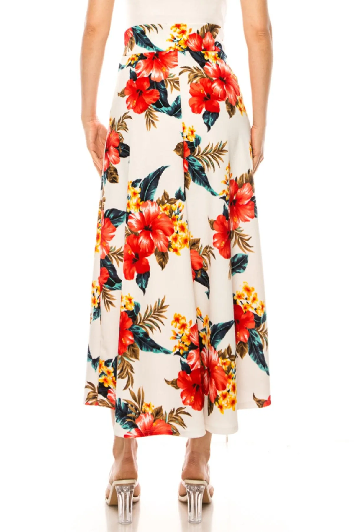 Women's Casual Floral Print A-Line Long Skirt