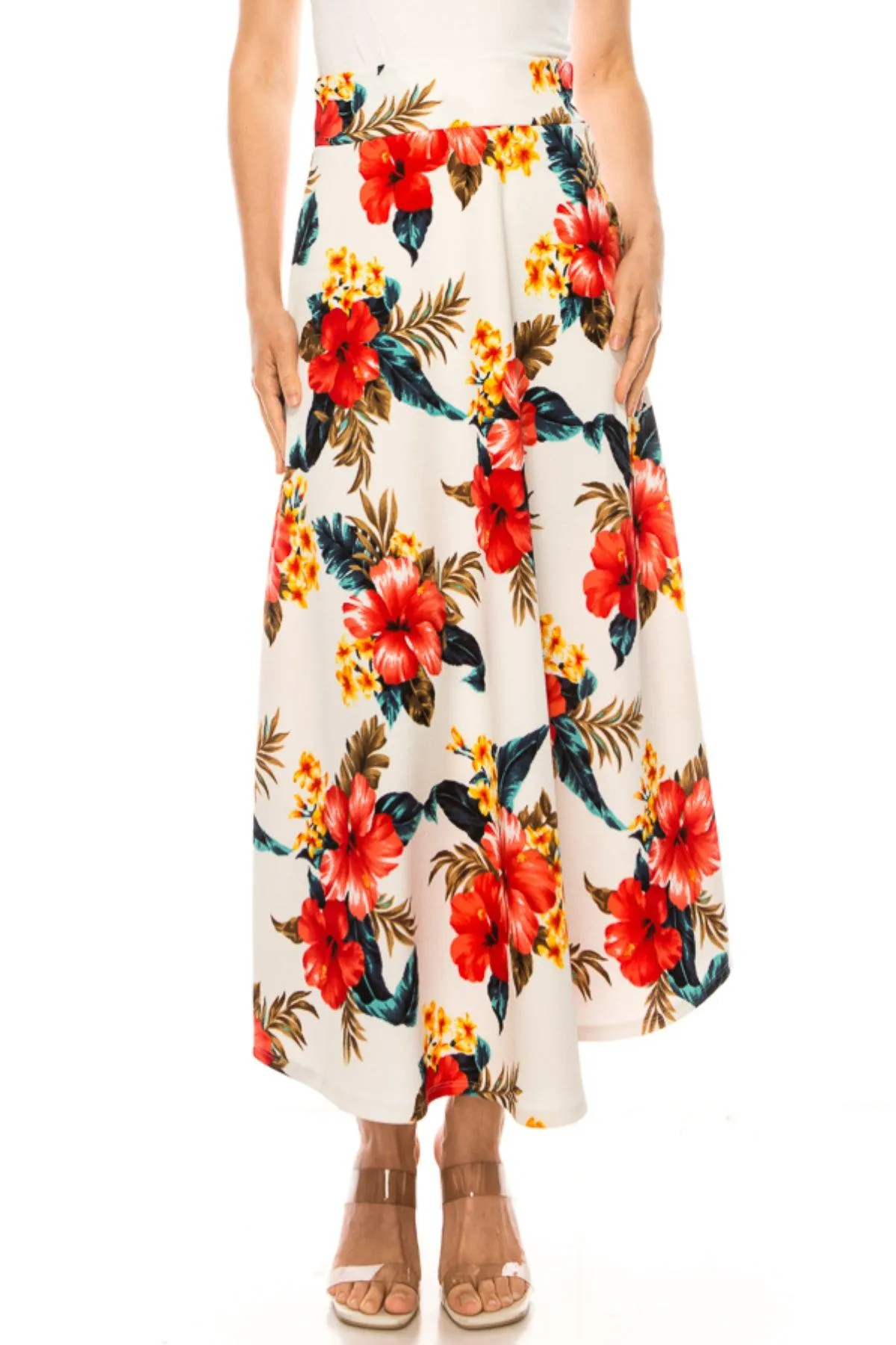 Women's Casual Floral Print A-Line Long Skirt