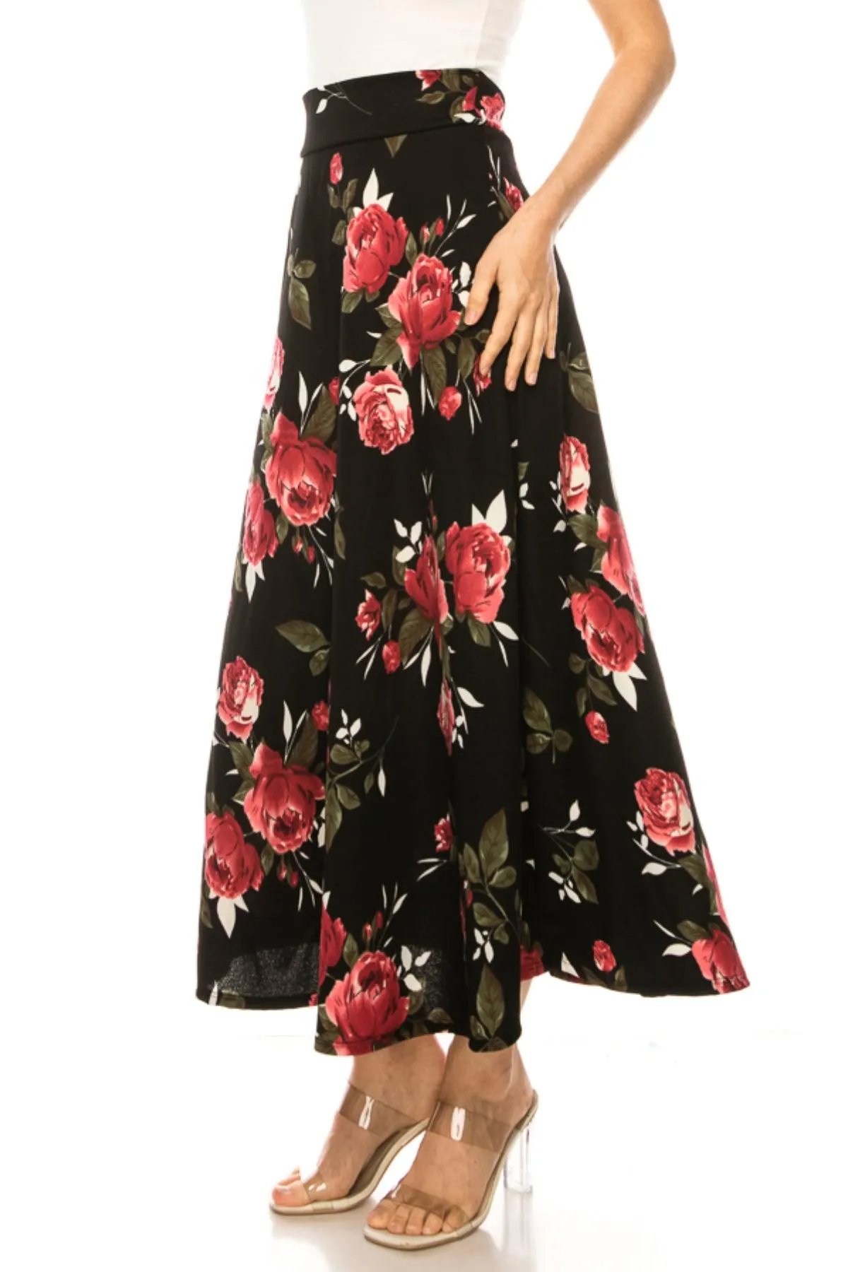 Women's Casual Floral Print A-Line Long Skirt