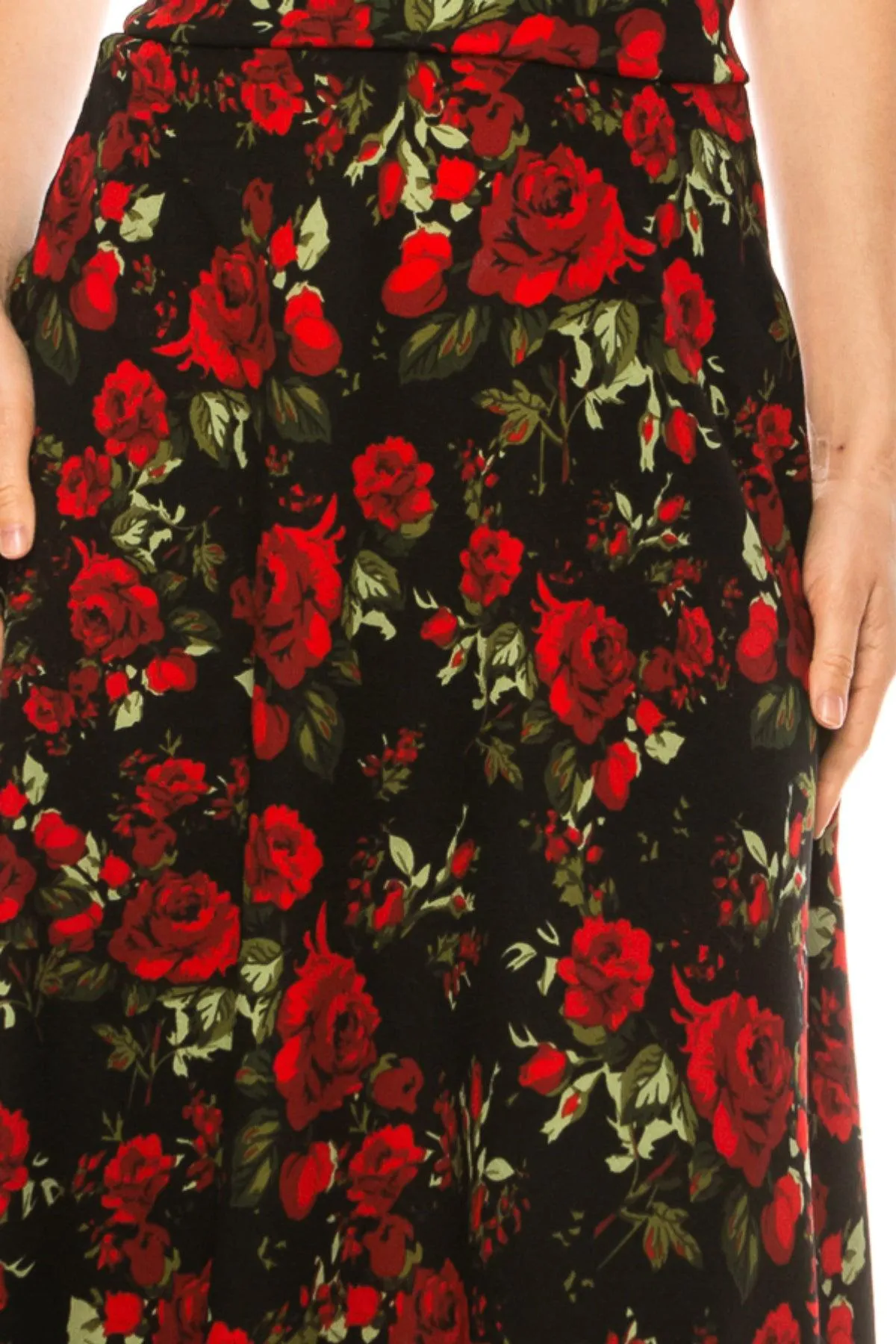 Women's Casual Floral Print A-Line Long Skirt