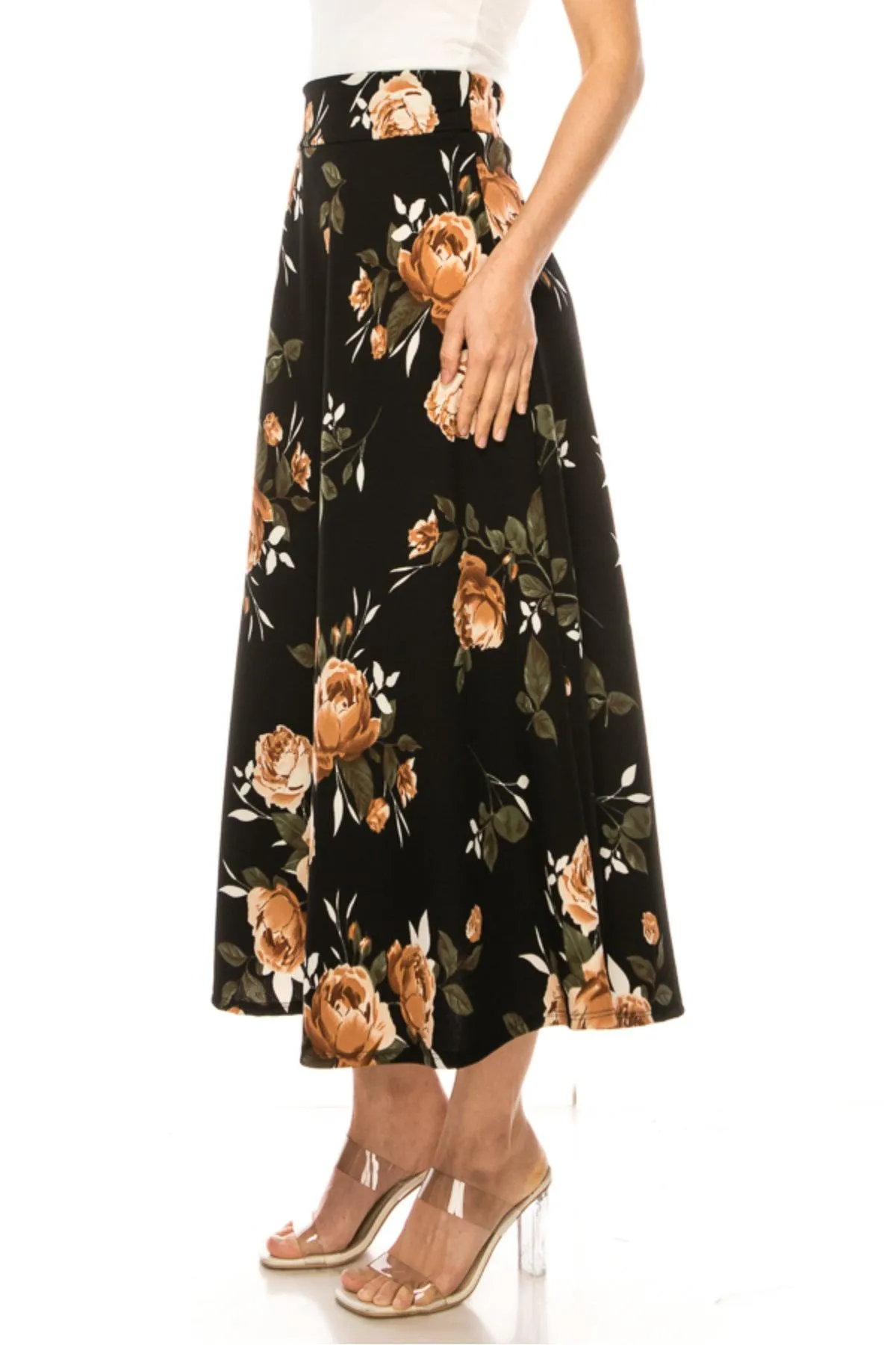 Women's Casual Floral Print A-Line Long Skirt