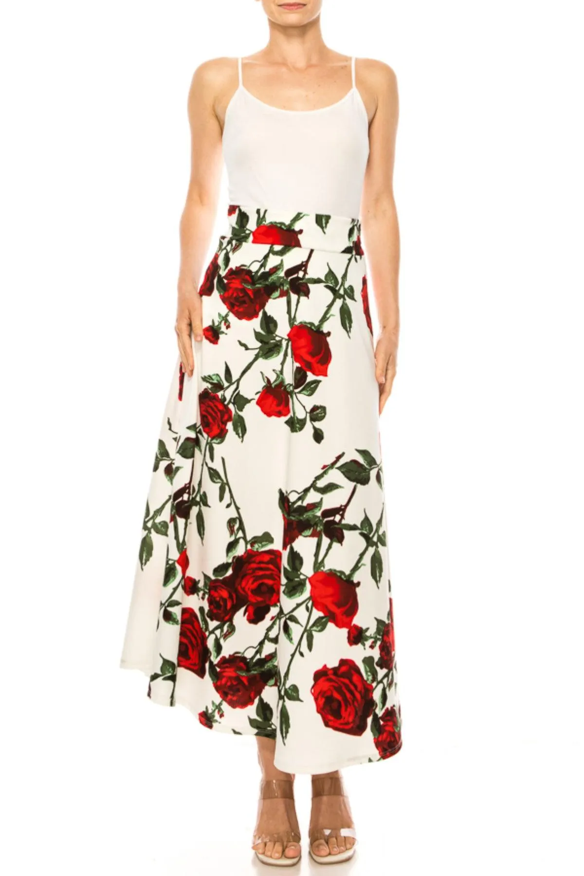 Women's Casual Floral Print A-Line Long Skirt