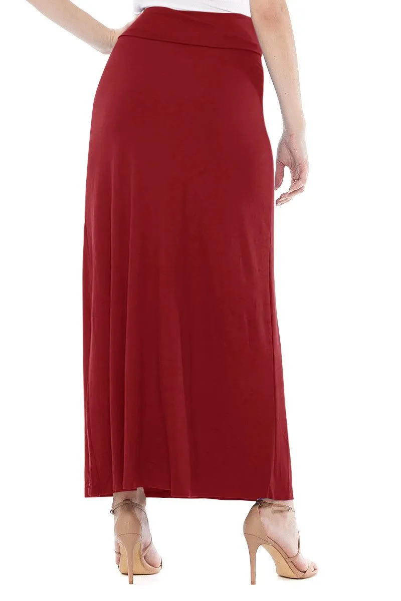 Women's Casual Foldover Waist A-Line Loose Fit Lounge Maxi Long Skirt S-3XL (Pack of 2)