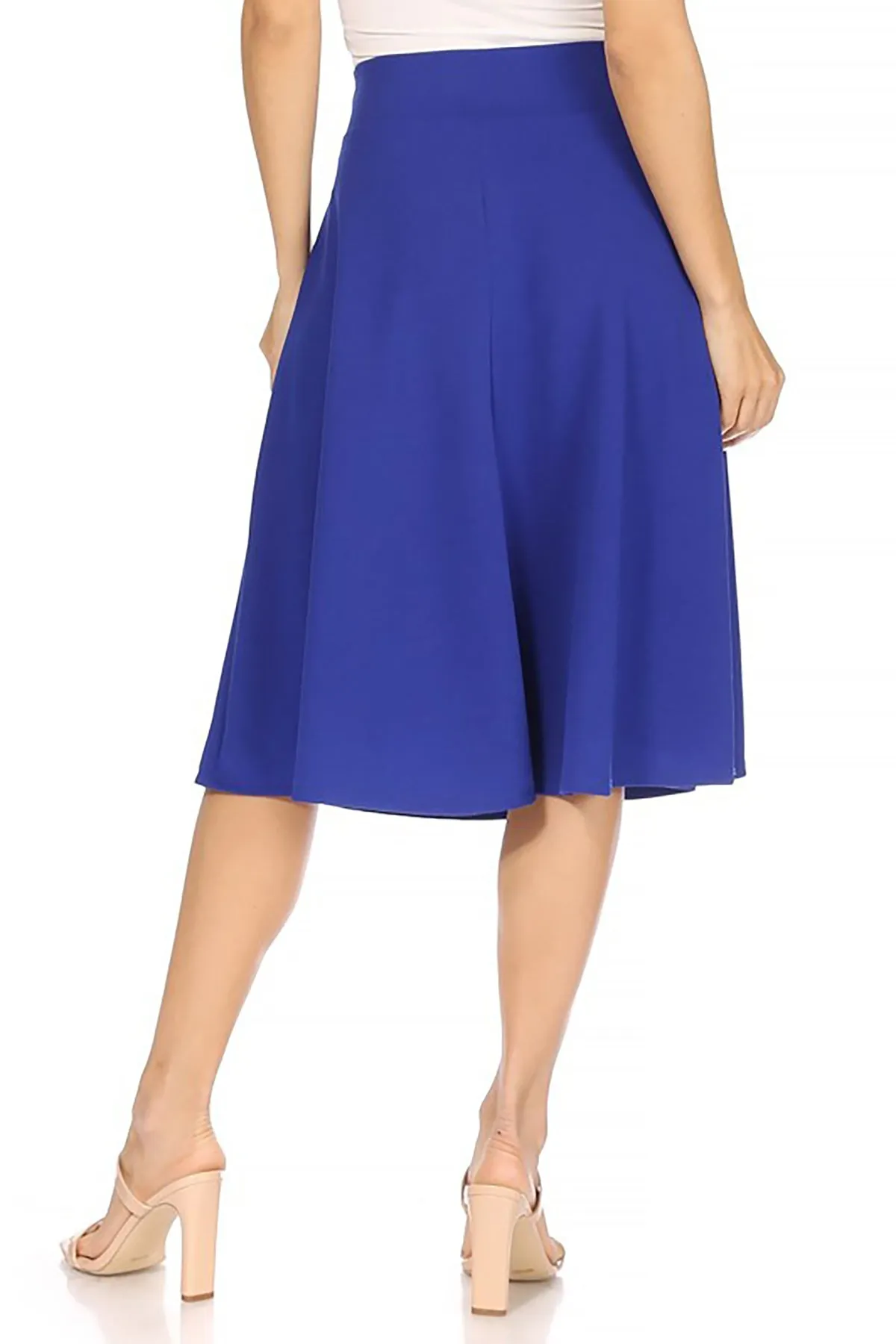 Women's Elegant A-Line Midi Skirt - High Waist with Bow Tie Detail