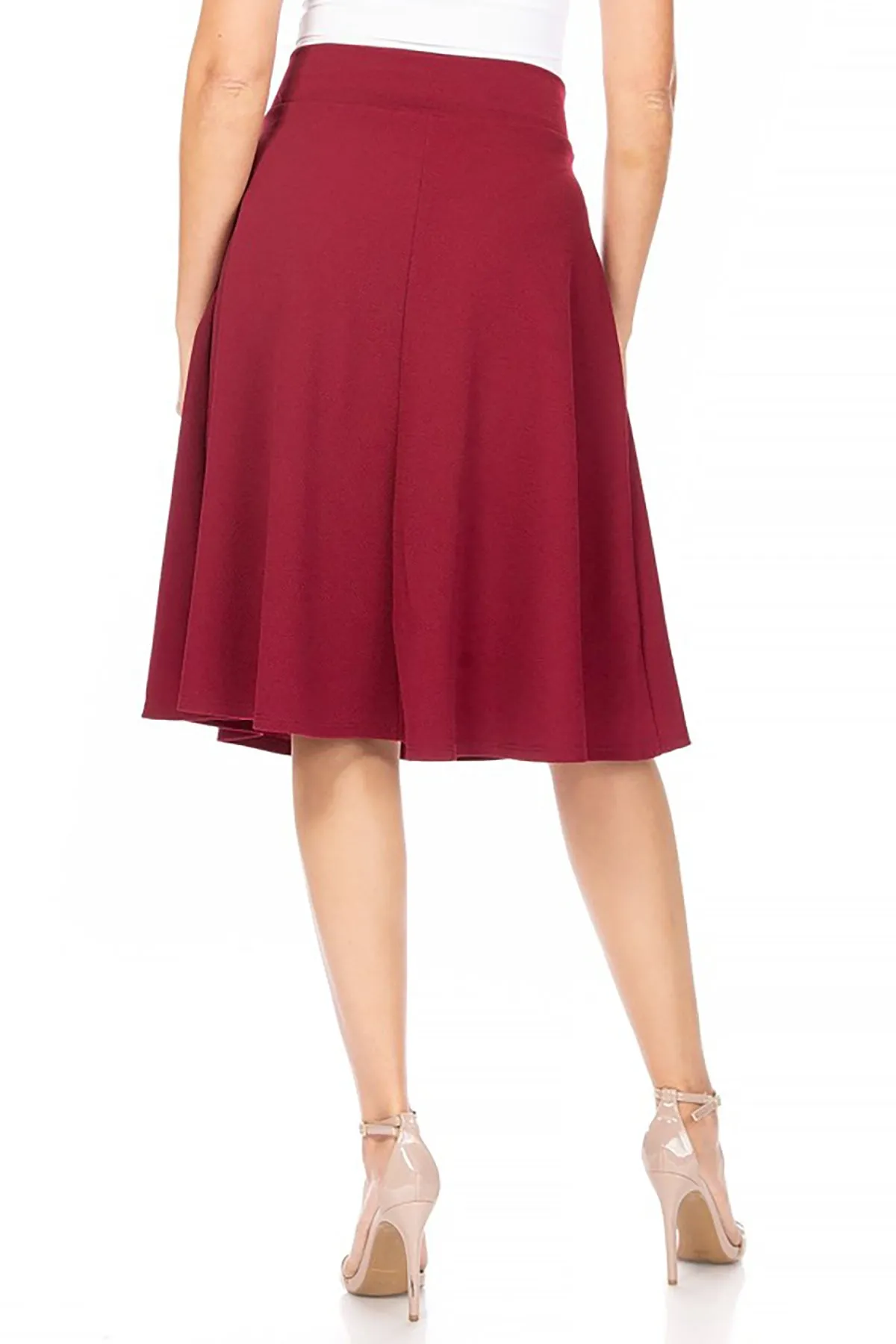 Women's Elegant A-Line Midi Skirt - High Waist with Bow Tie Detail