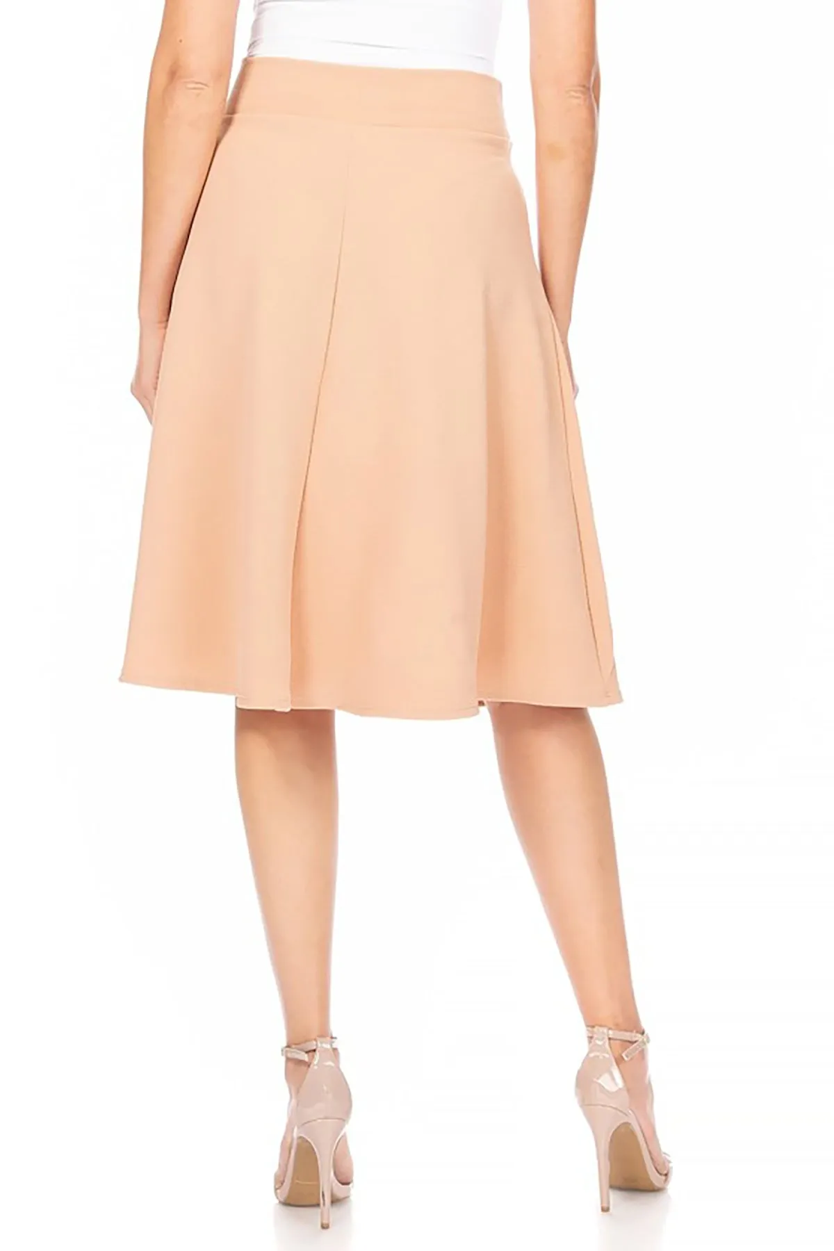 Women's Elegant A-Line Midi Skirt - High Waist with Bow Tie Detail