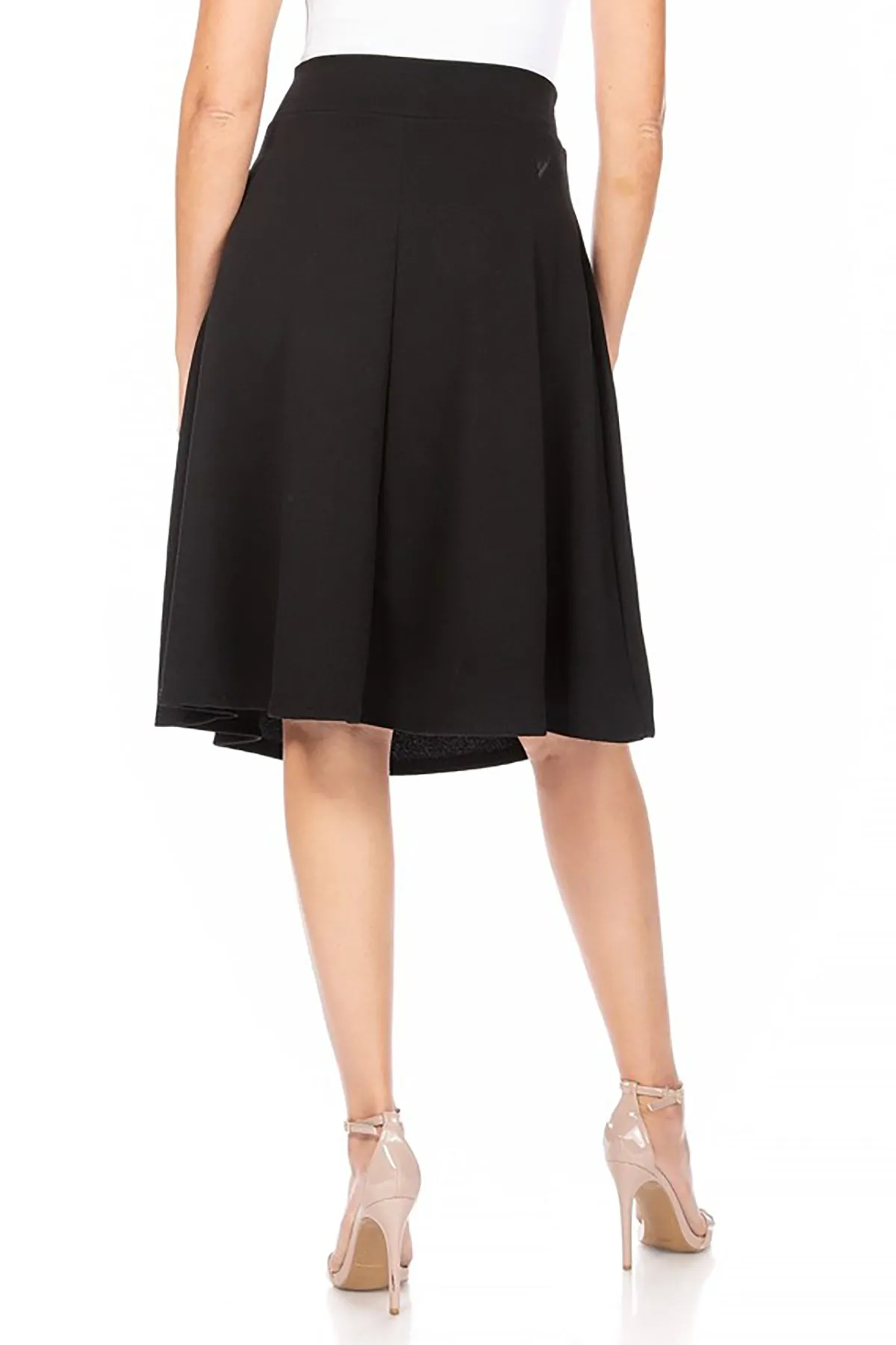 Women's Elegant A-Line Midi Skirt - High Waist with Bow Tie Detail