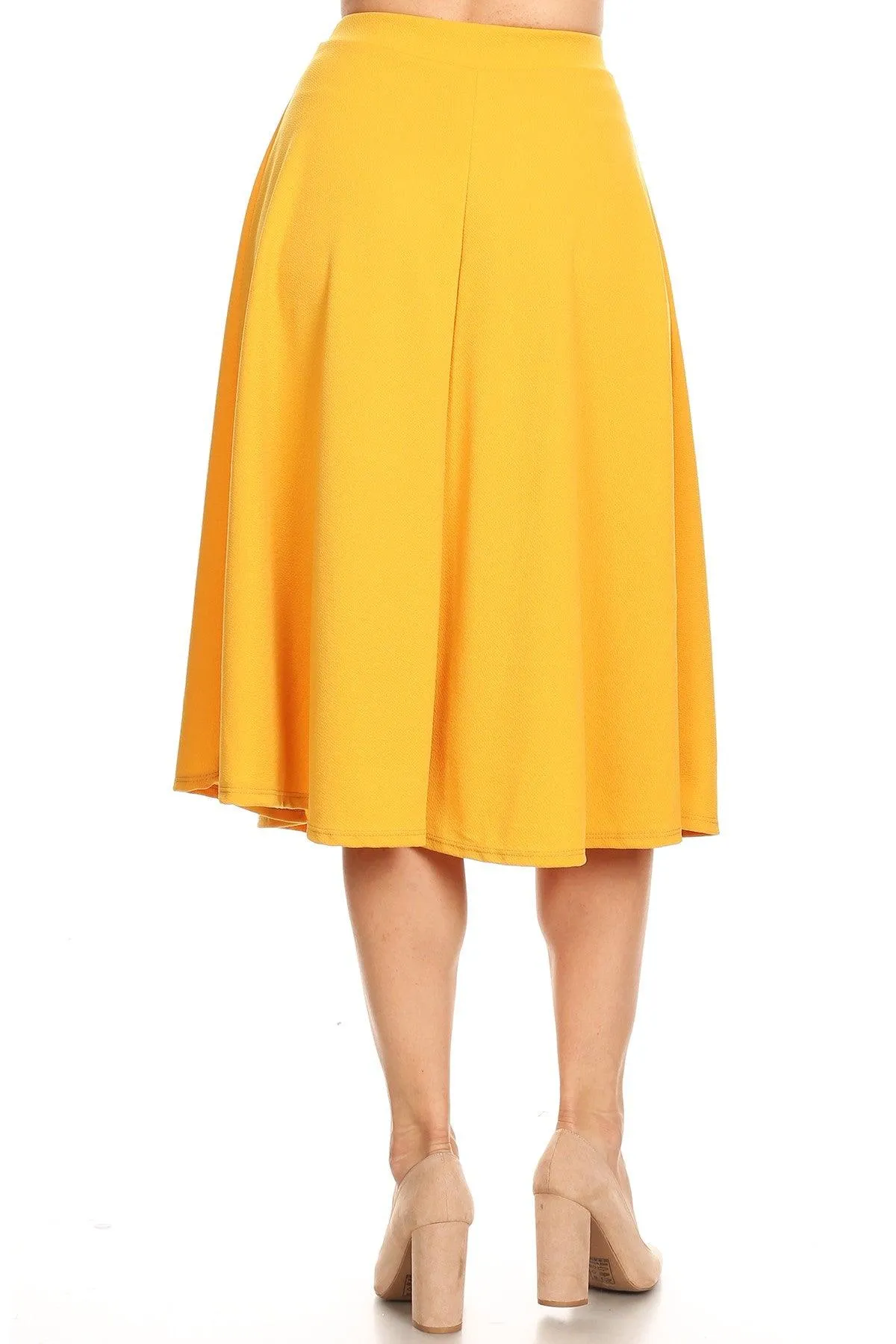 Women's Flared Lightweight Elastic Midi A-line Skirt