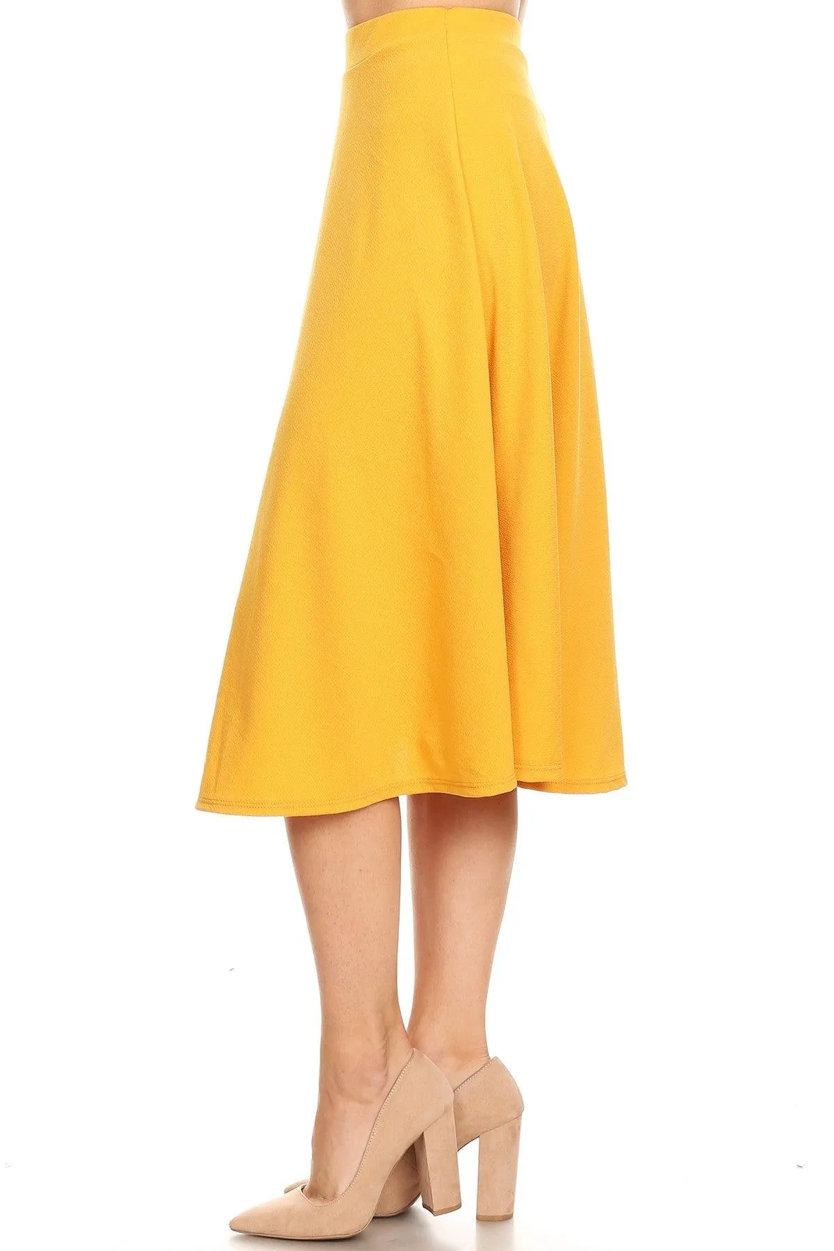 Women's Flared Lightweight Elastic Midi A-line Skirt