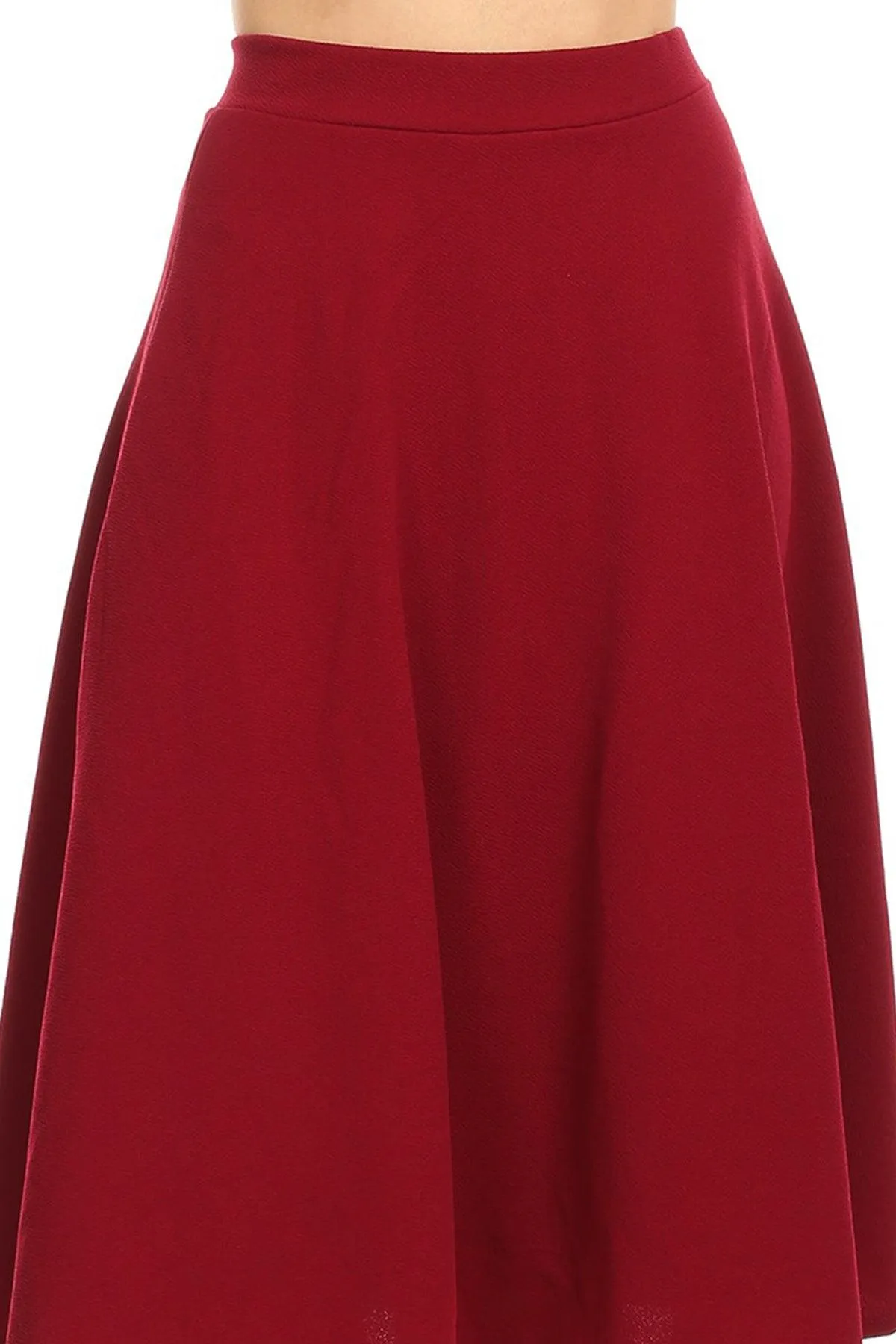 Women's Flared Lightweight Elastic Midi A-line Skirt