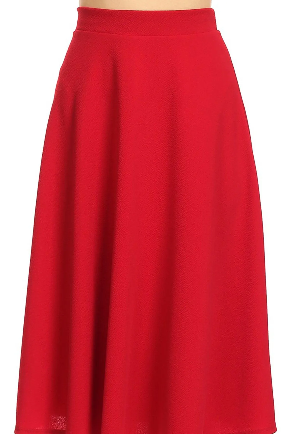 Women's Flared Lightweight Elastic Midi A-line Skirt