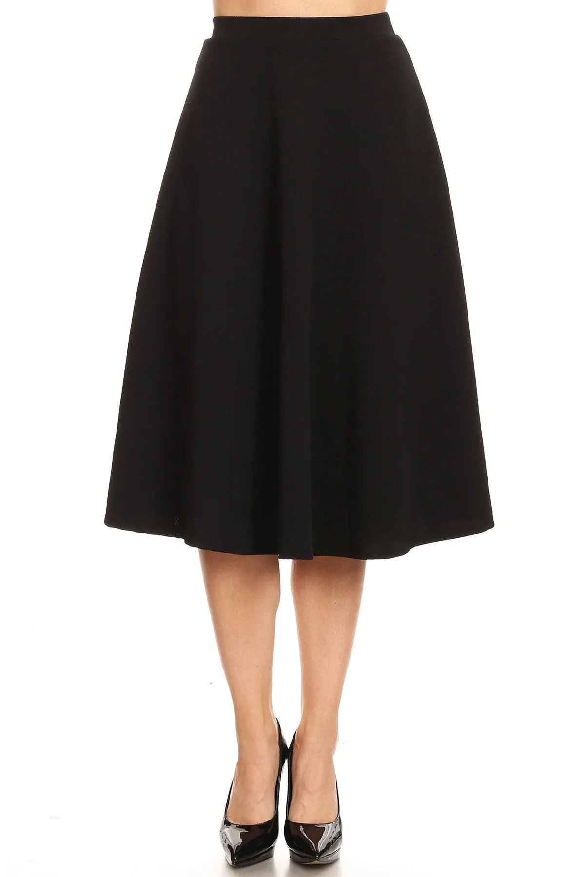 Women's Flared Lightweight Elastic Midi A-line Skirt