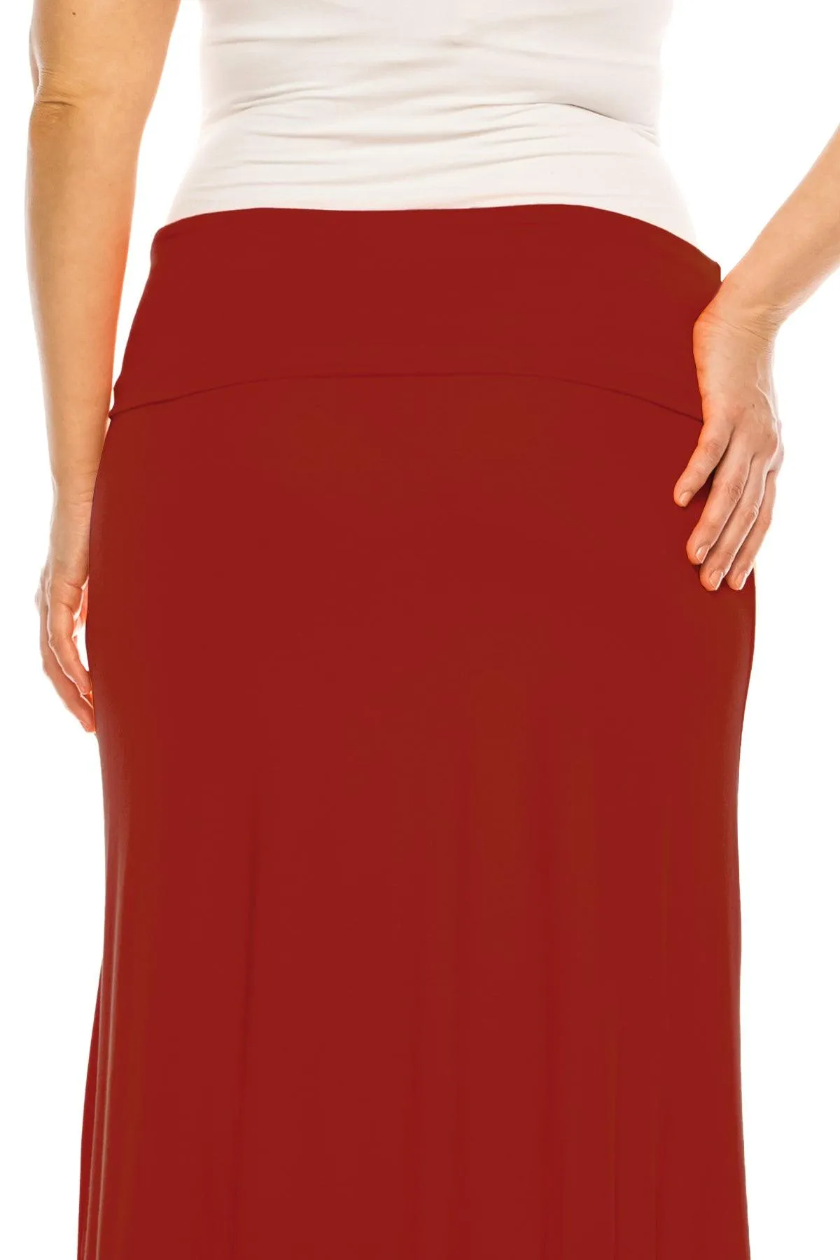 Women's Plus Size Casual Solid High Waisted A -line Maxi Skirt with an elastic Waistband