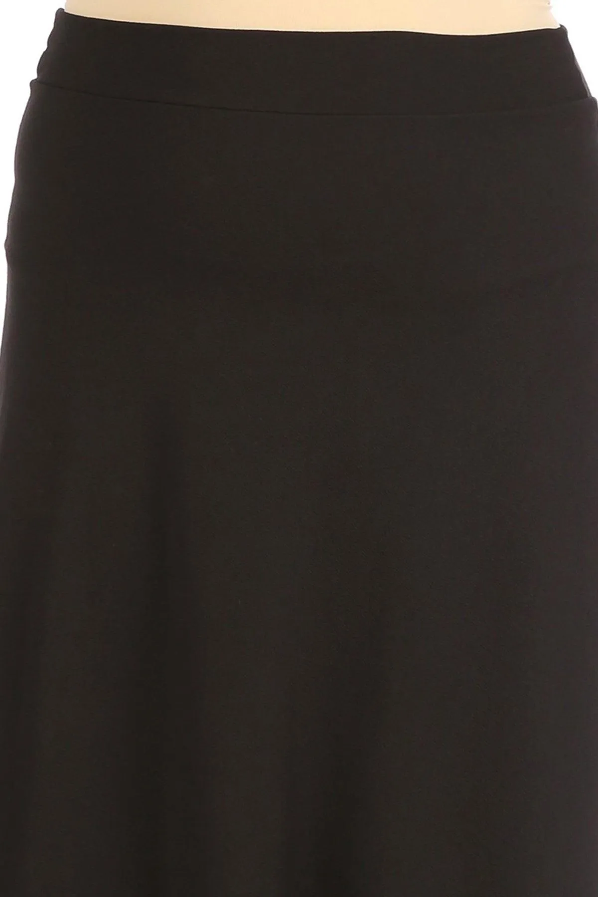 Women's Plus Size Solid High Waisted Flare A-line Midi Skirt with Elastic Waistband