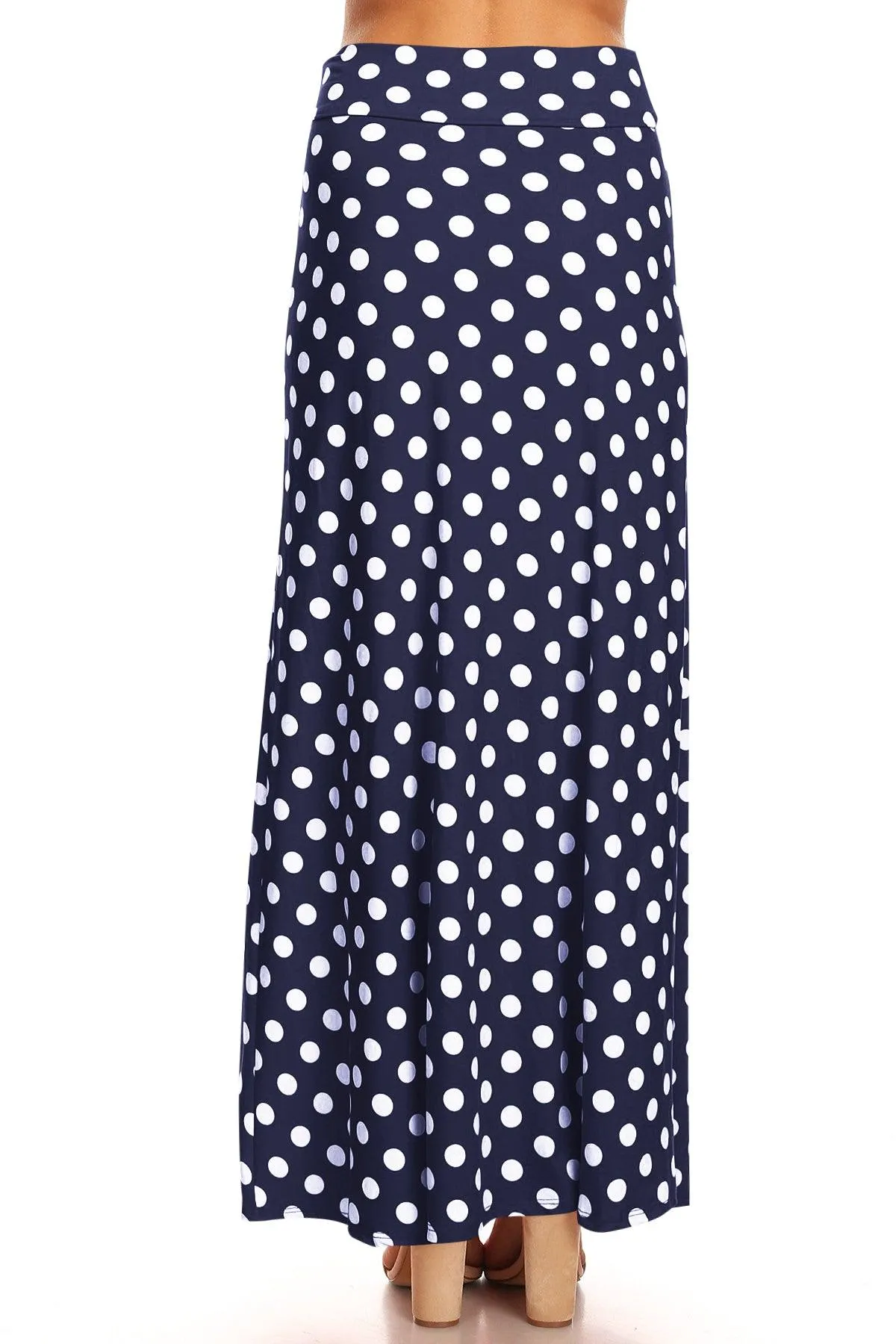 Women's Polka Dot Comfy Foldable Waist Loose Fit A-Line Loungewear Long Maxi Skirt