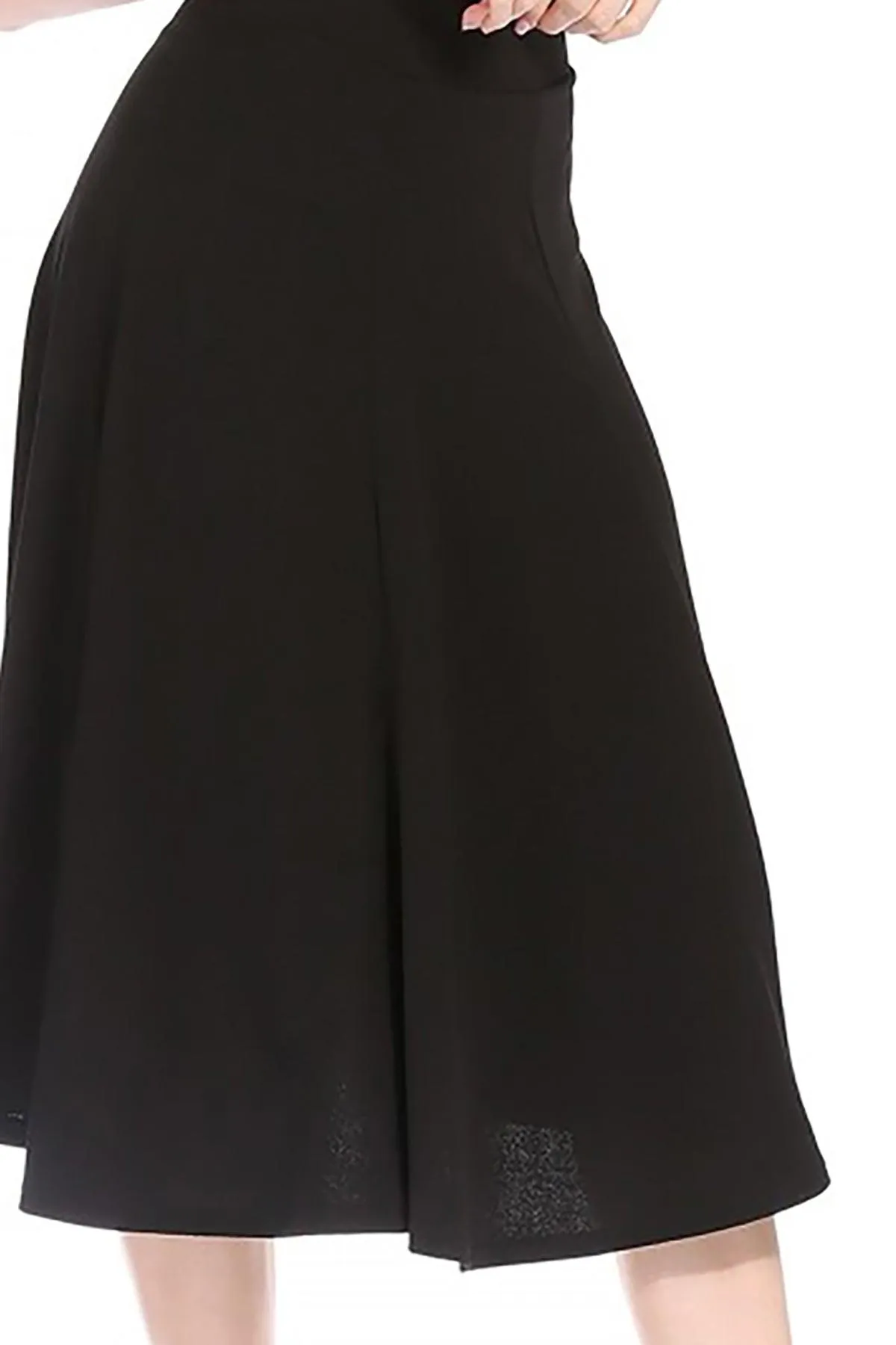 Women's Solid Flared Lightweight Elastic High Waist Long Midi A-line Skirt