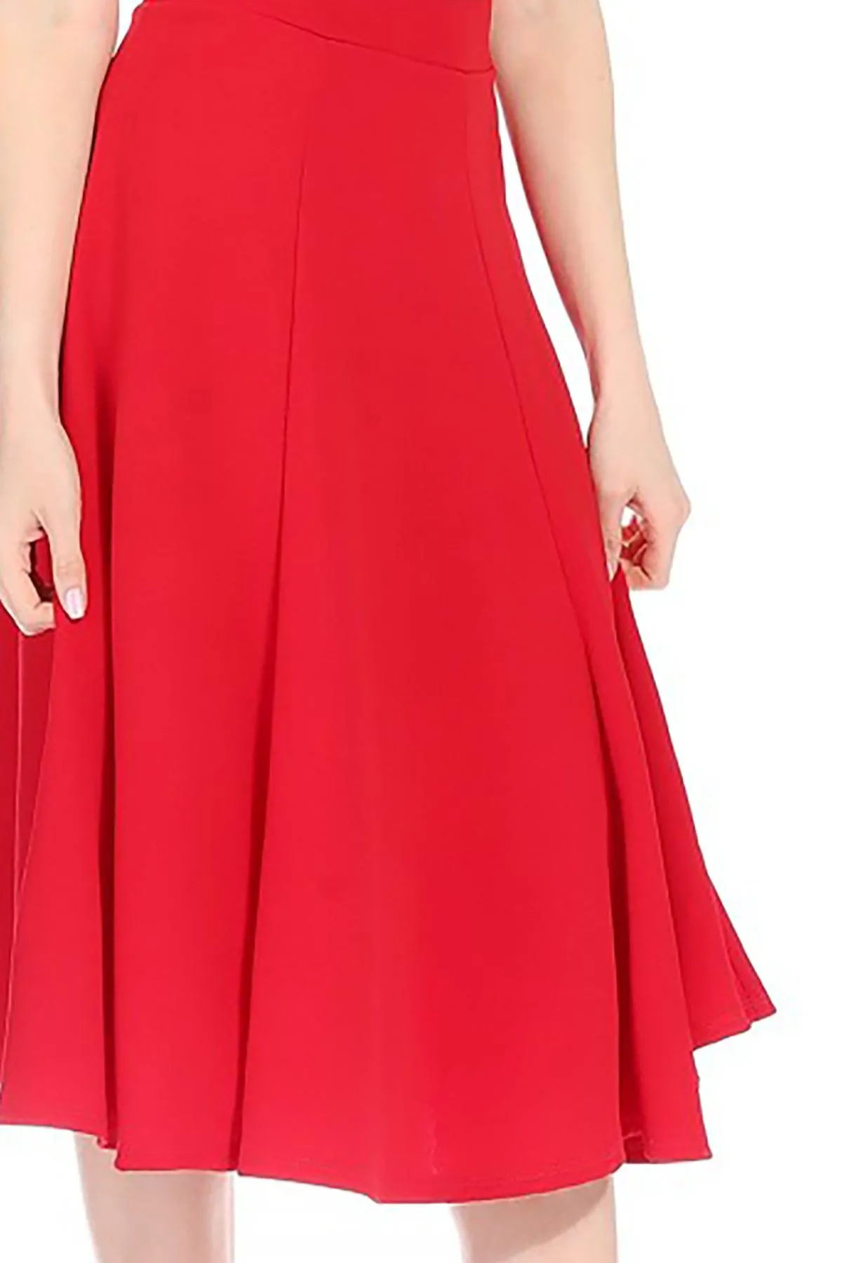 Women's Solid Flared Lightweight Elastic High Waist Long Midi A-line Skirt