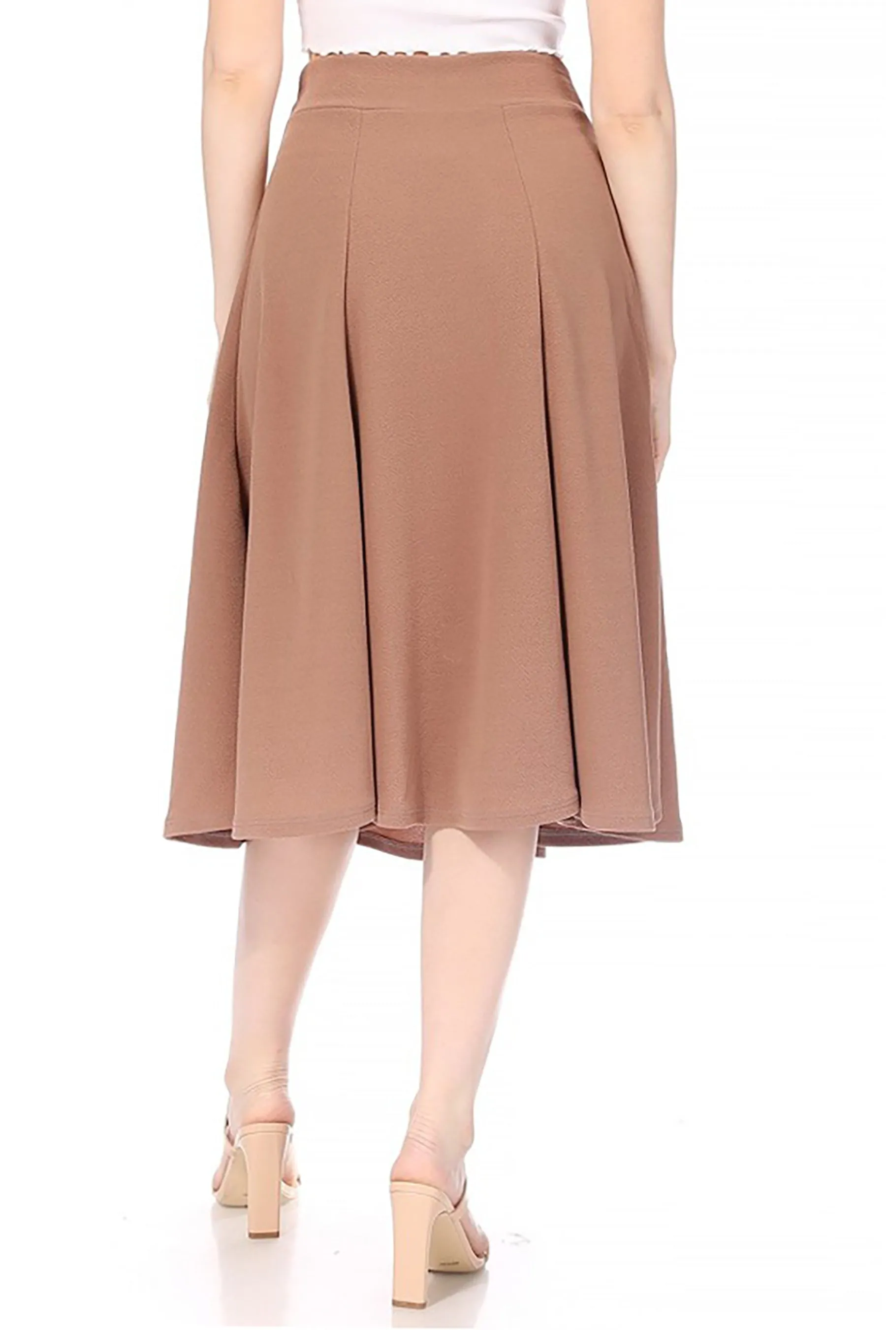 Women's Solid Flared Lightweight Elastic Long Midi A-Line Skirt  Comfortable and Stylish